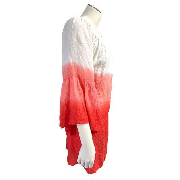Other 7 Islands XL Dip Dye Red White Rayon Tunic Dress India Boho Size XL / US 12-14 / IT 48-50 - 7 Thumbnail