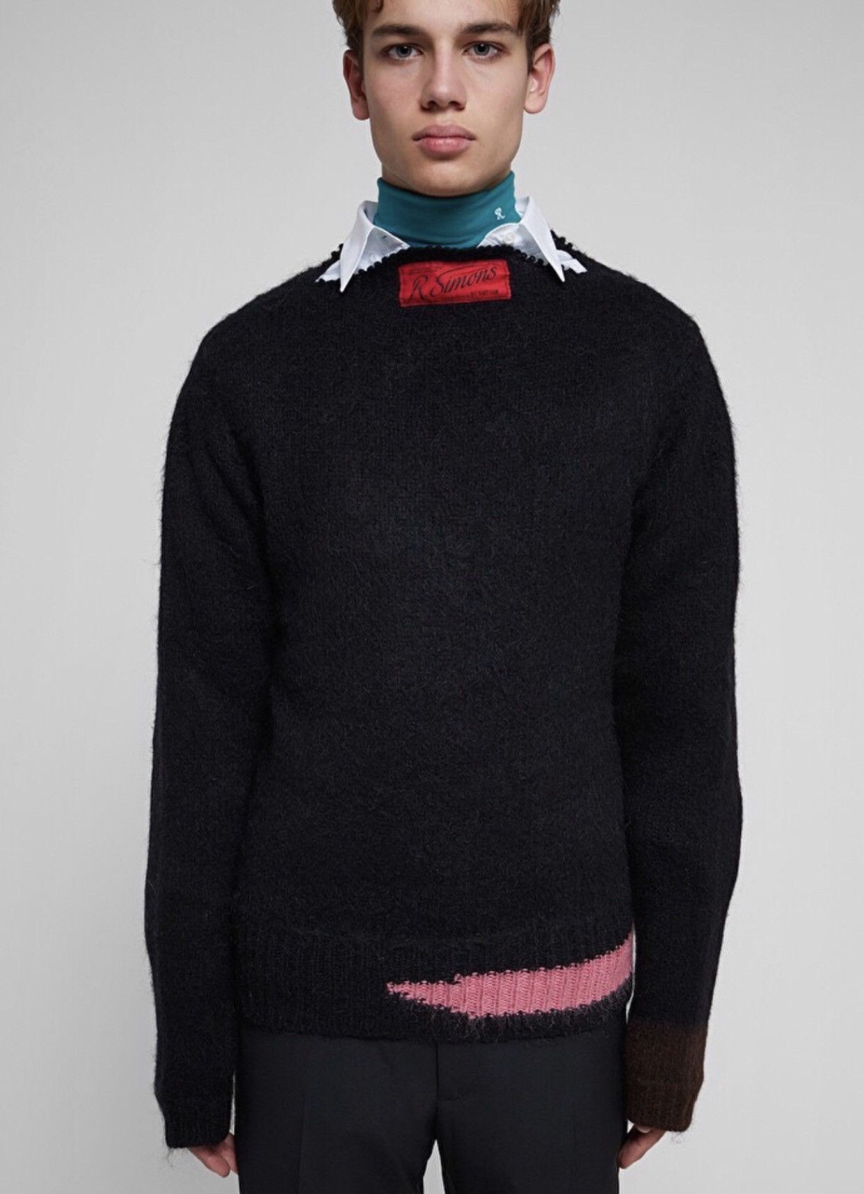 Raf Simons Raf Simons 2021AW flat spliced collar logo wool sweater Size US M / EU 48-50 / 2 - 5 Thumbnail