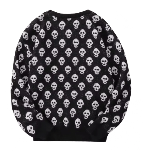 Japanese Brand Streetwear All Over Skull Jacquard Knitted Sweatshirt Size US L / EU 52-54 / 3 - 2 Thumbnail