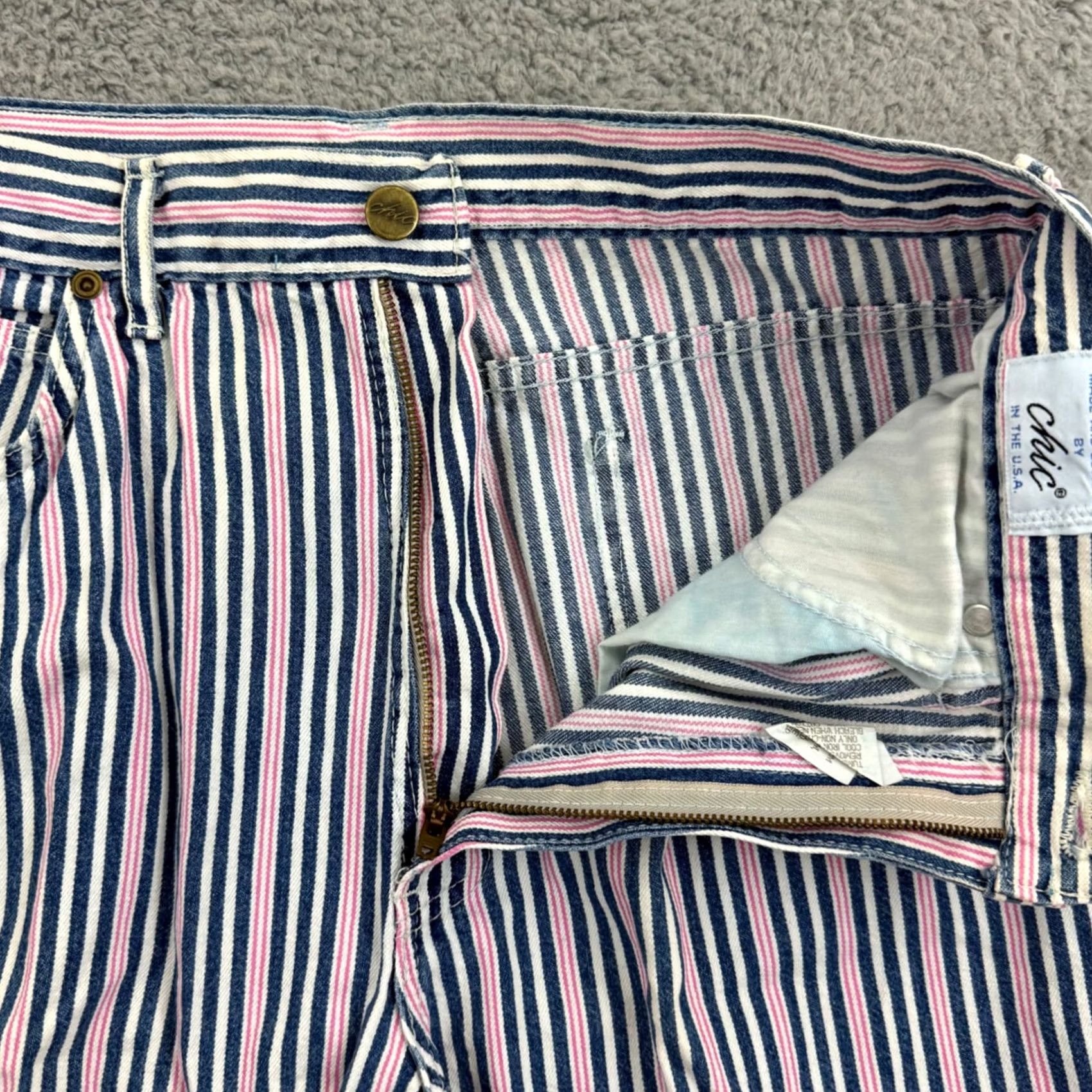 Vintage Vintage CHIC Denim Jeans Womens 16 High Rise Mom 80s Retro Striped Blue White Pink USA Jeans Size 38" / US 16 / IT 52 - 4 Thumbnail