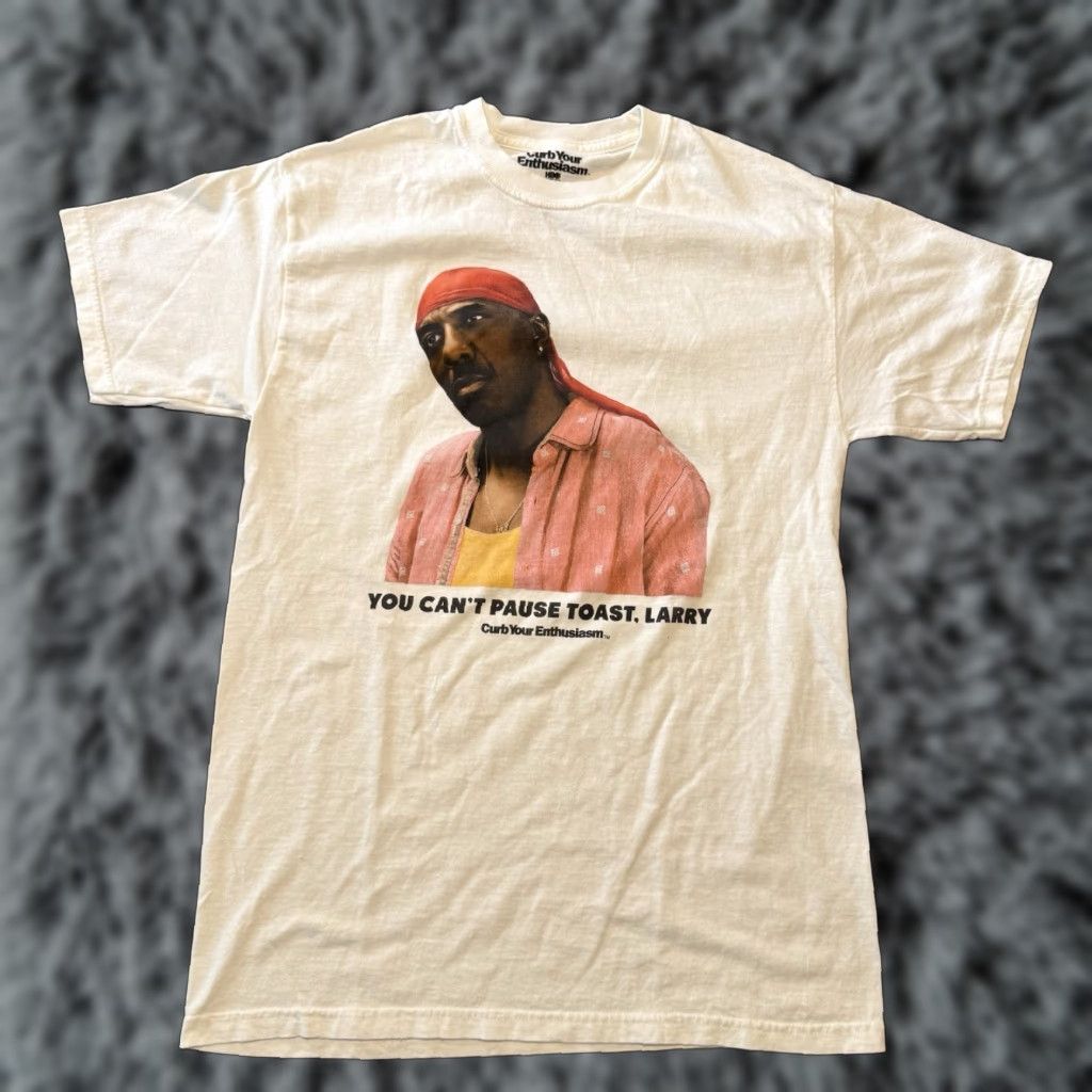 Vintage Curb Your Enthusiasm T-Shirt Leon You Can’t Pause Toast HBO Medium White Cotton Crew Neck Short Sleeve Mens USA Comedy Shirt Size US M / EU 48-50 / 2 - 1 Thumbnail