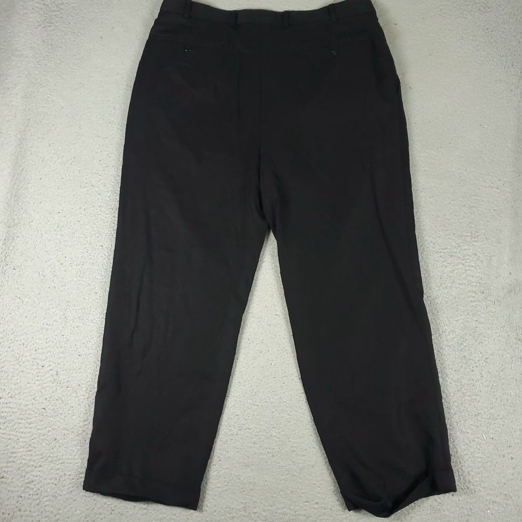 Zanella Zanella Pants Mens 35x27 Black Pleated Cuffed Wool Dress Pants Trousers Chino, Regular, Zip Closure, Straight Leg, Dry Clean Only, Vintage No Size US 35 - 7 Thumbnail