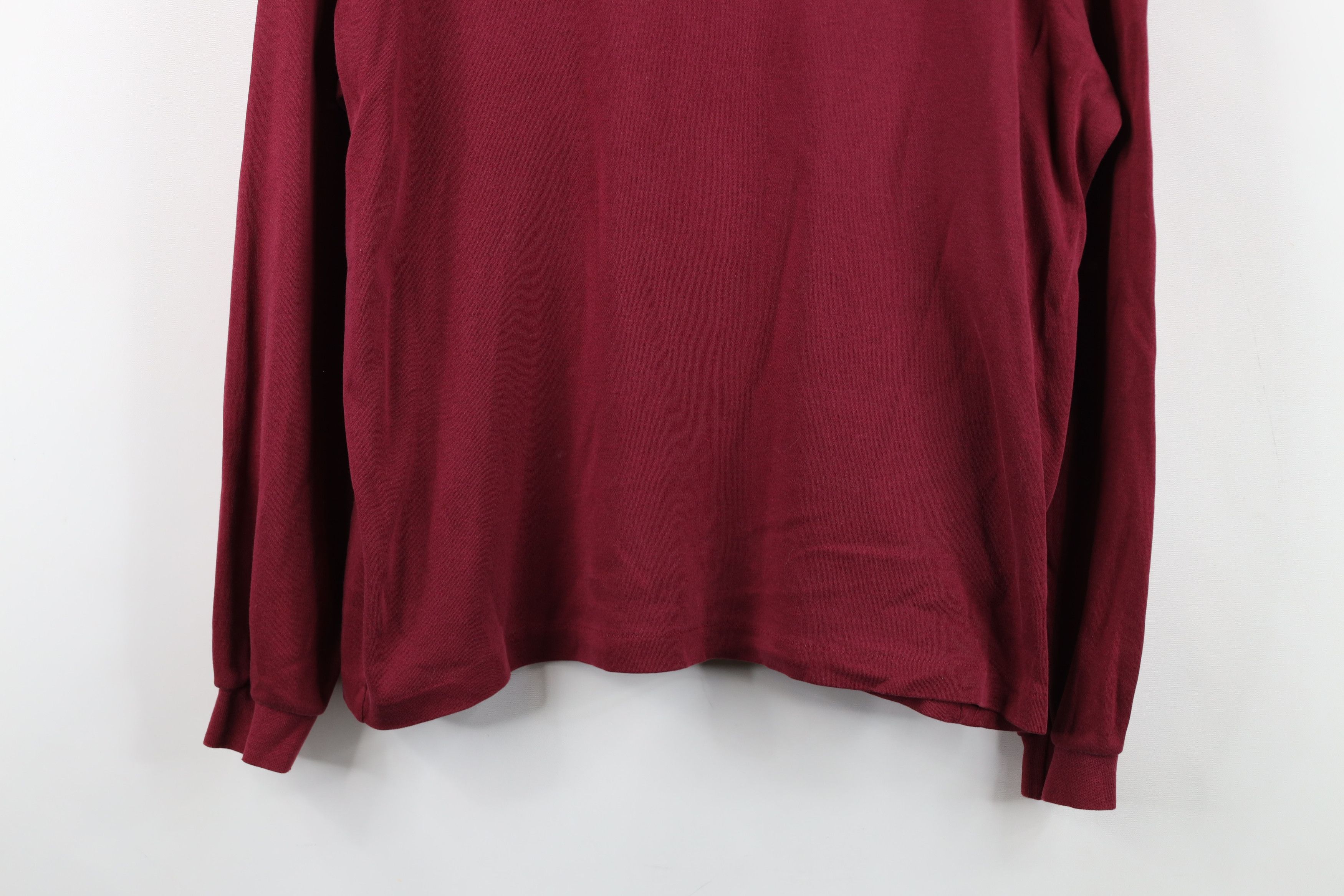 L.L. Bean Vintage 90s LL Bean Blank Turtleneck T-Shirt Maroon USA Size L / US 10 / IT 46 - 3 Thumbnail