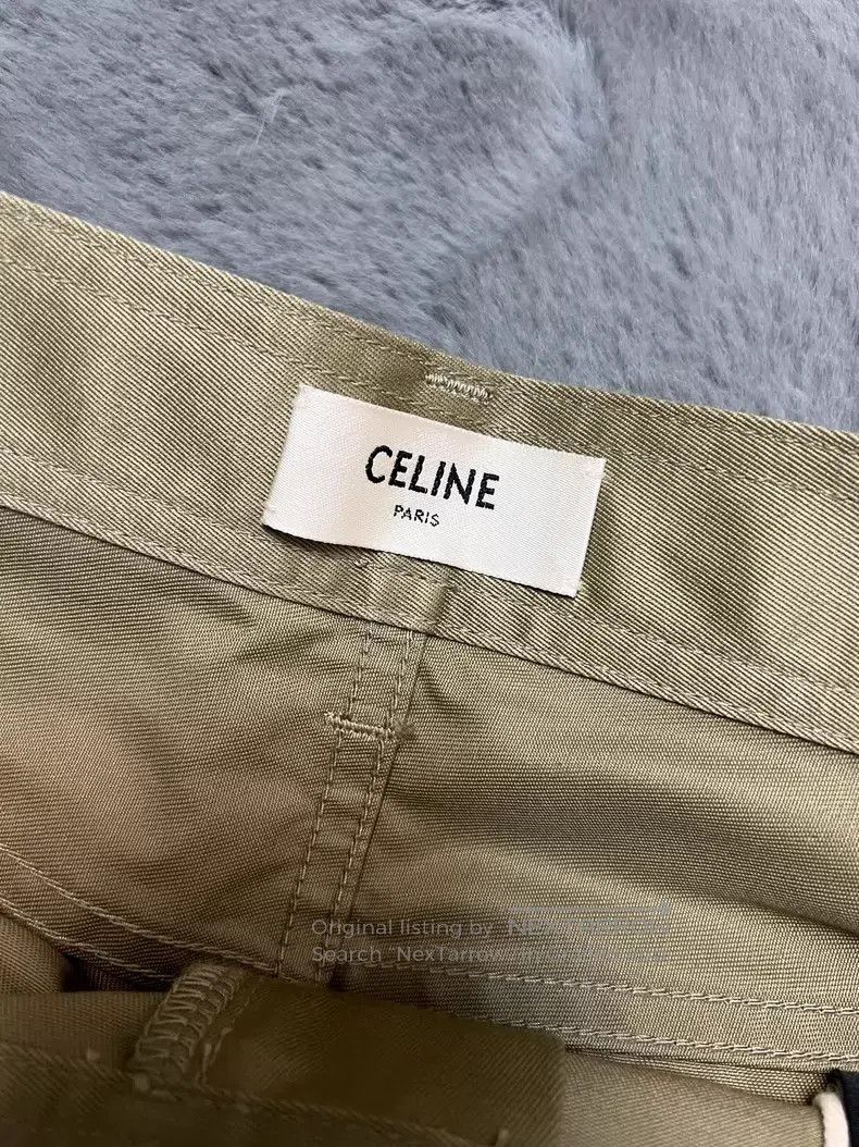 Celine CELINE Khaki Straight-Leg Casual Pants i Size US 32 / EU 48 - 3 Thumbnail