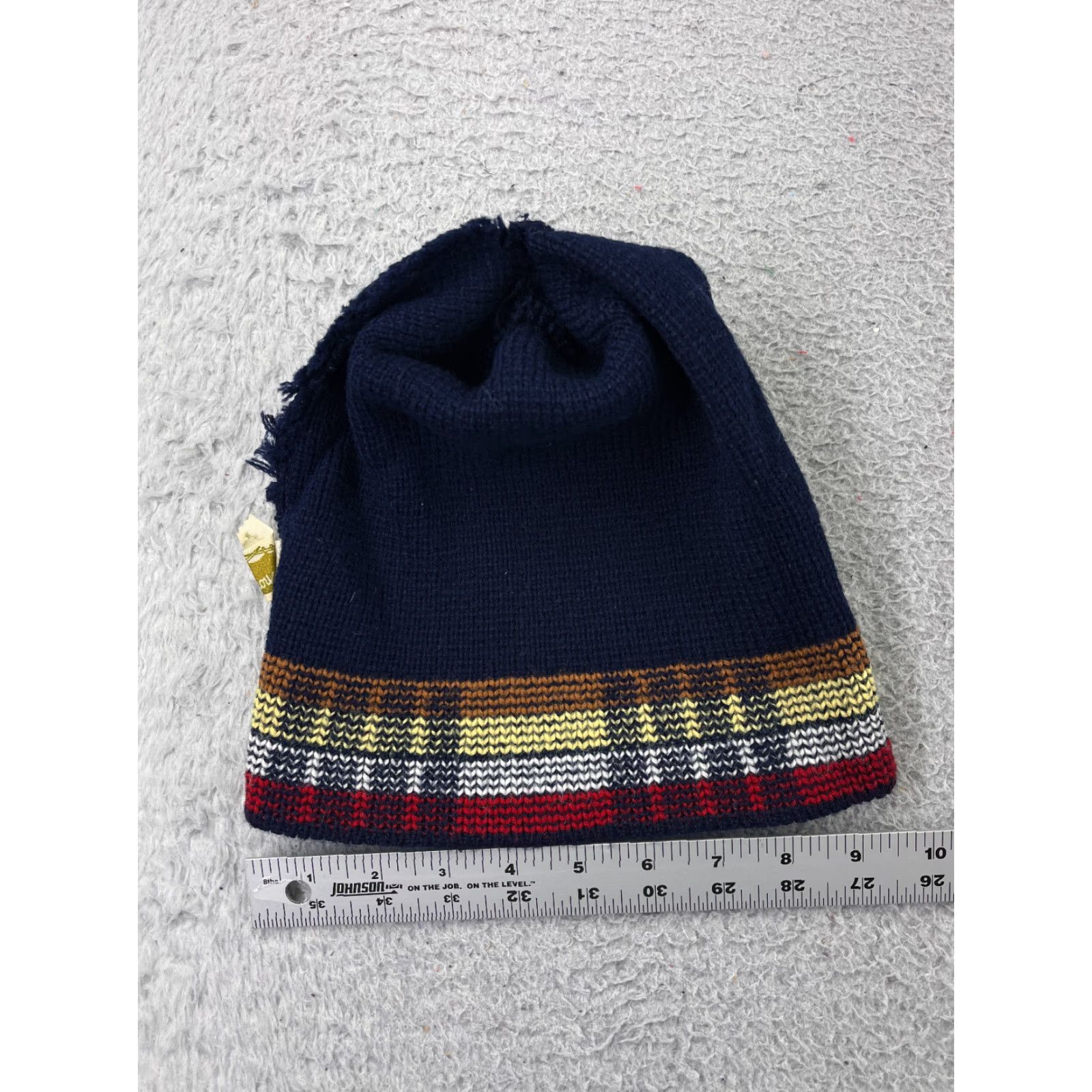 Vintage Penthouse Knits Beanie Hat Adult One Size Navy Blue Stripe 100% Acrylic Ski Mens Size ONE SIZE - 4 Thumbnail