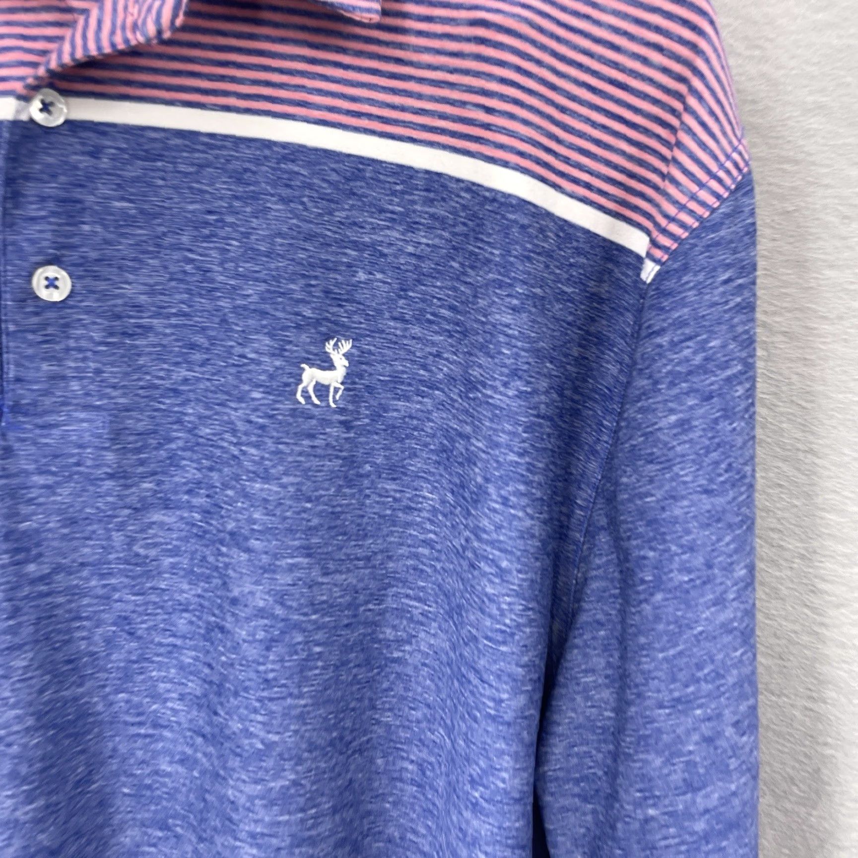 Vintage Byron Nelson Polo Shirt Mens Large Blue Pink Striped Golf Performance Preppy Dad Size US L / EU 52-54 / 3 - 4 Thumbnail
