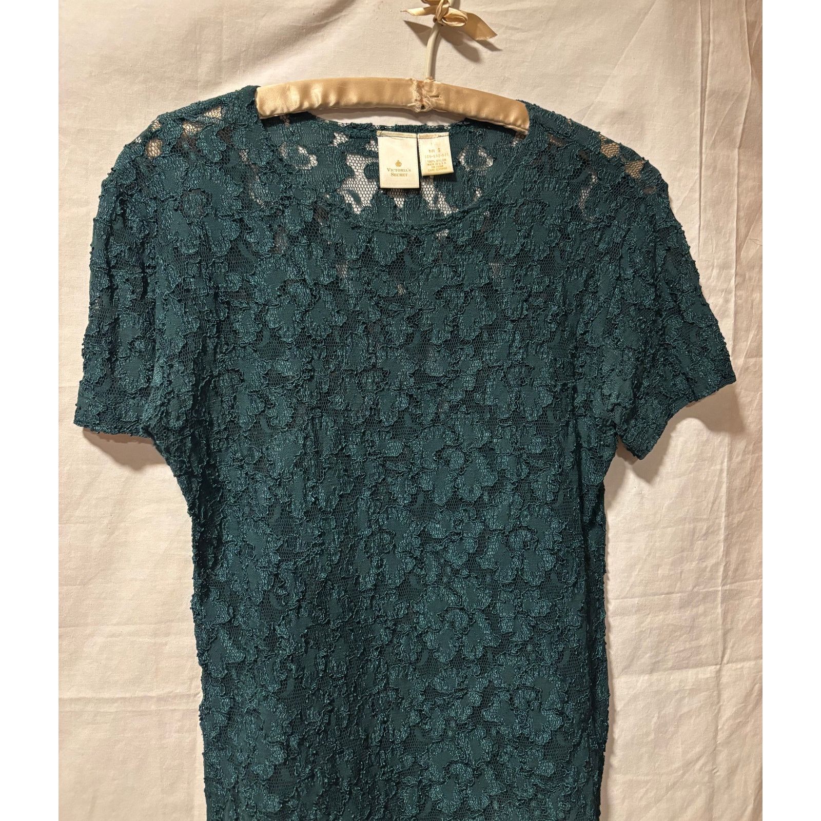 Victoria's Secret Victoria's Secret Vintage Dark Forest Green Stretch Lace Top Size S / US 4 / IT 40 - 3 Thumbnail