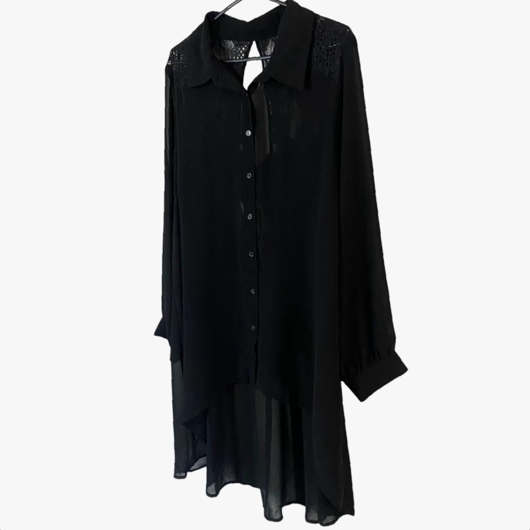 Vintage VINTAGE City Chic Flutter Floral Lace Shirt Black Women's XL Sheer Button-Up Blouse New Size XL / US 12-14 / IT 48-50 - 2 Thumbnail