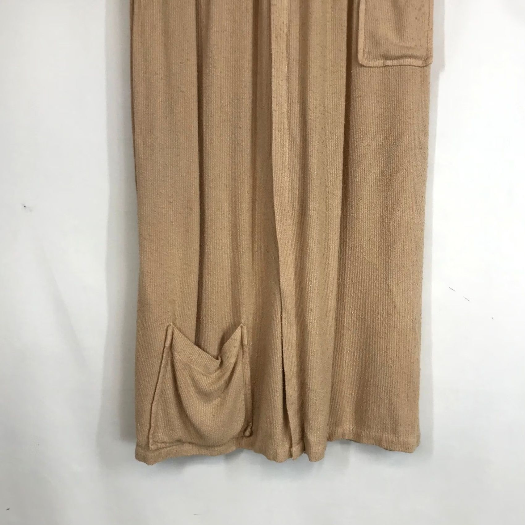 Vintage VINTAGE? No. Jules Pants Beige Knit Cargo Pockets Relaxed Wide-Leg Cotton Blend Pull On Women S-M Size? (Wait) Size 28" / US 6 / IT 42 - 3 Thumbnail