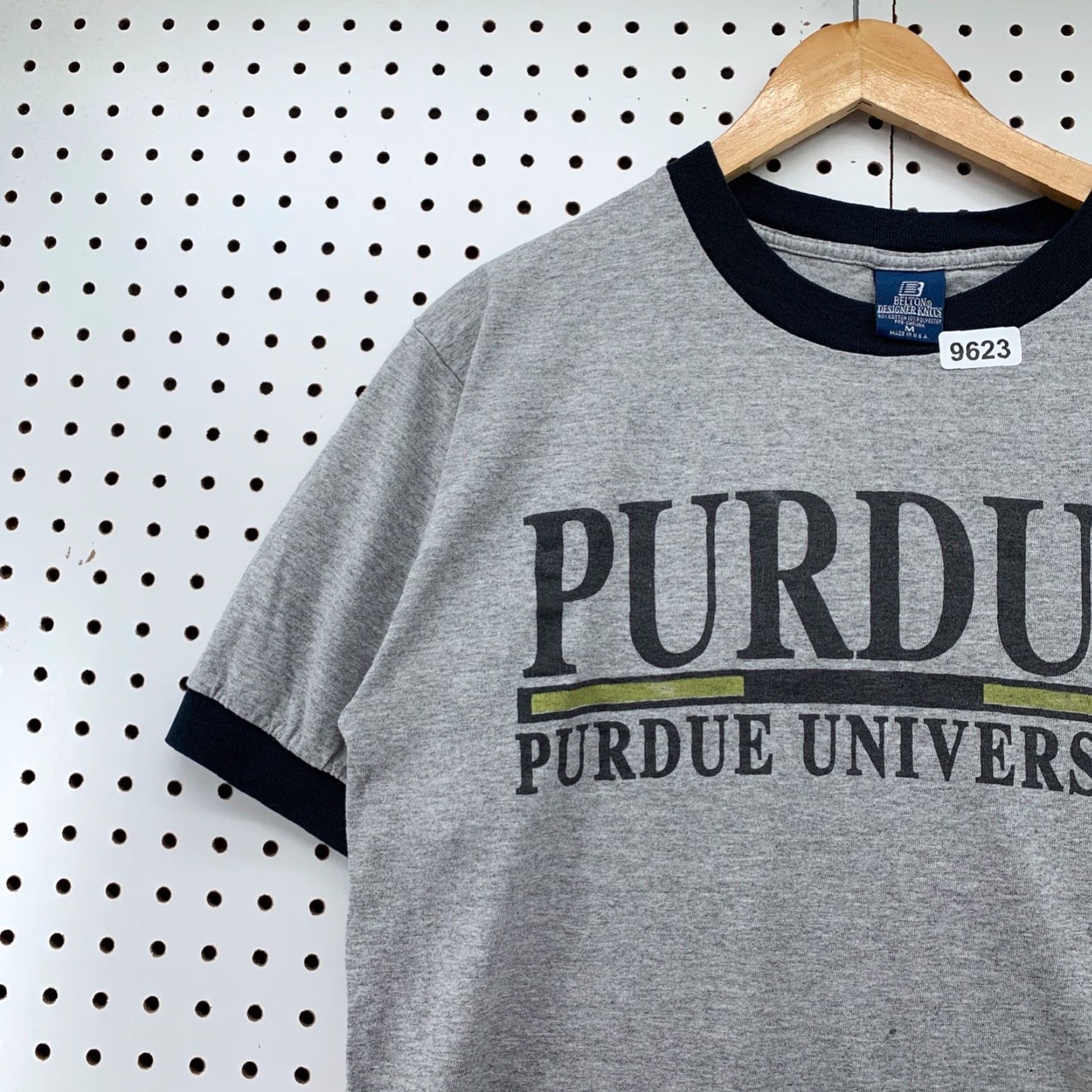Vintage Vintage Purdue Boilermakers Ringer Shirt Mens Medium Gray Made USA 21.5x27 Belton Cotton Crew Neck Short Sleeve 80s T-Shirt University Mens Size US M / EU 48-50 / 2 - 3 Thumbnail