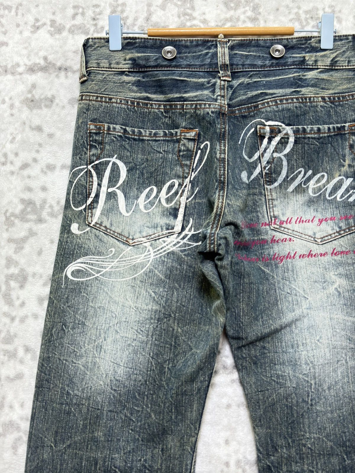 If Six Was Nine Japanese Whiskered & Claw Mark Graphic Poem Print Denim Size US 31 - 9 Thumbnail