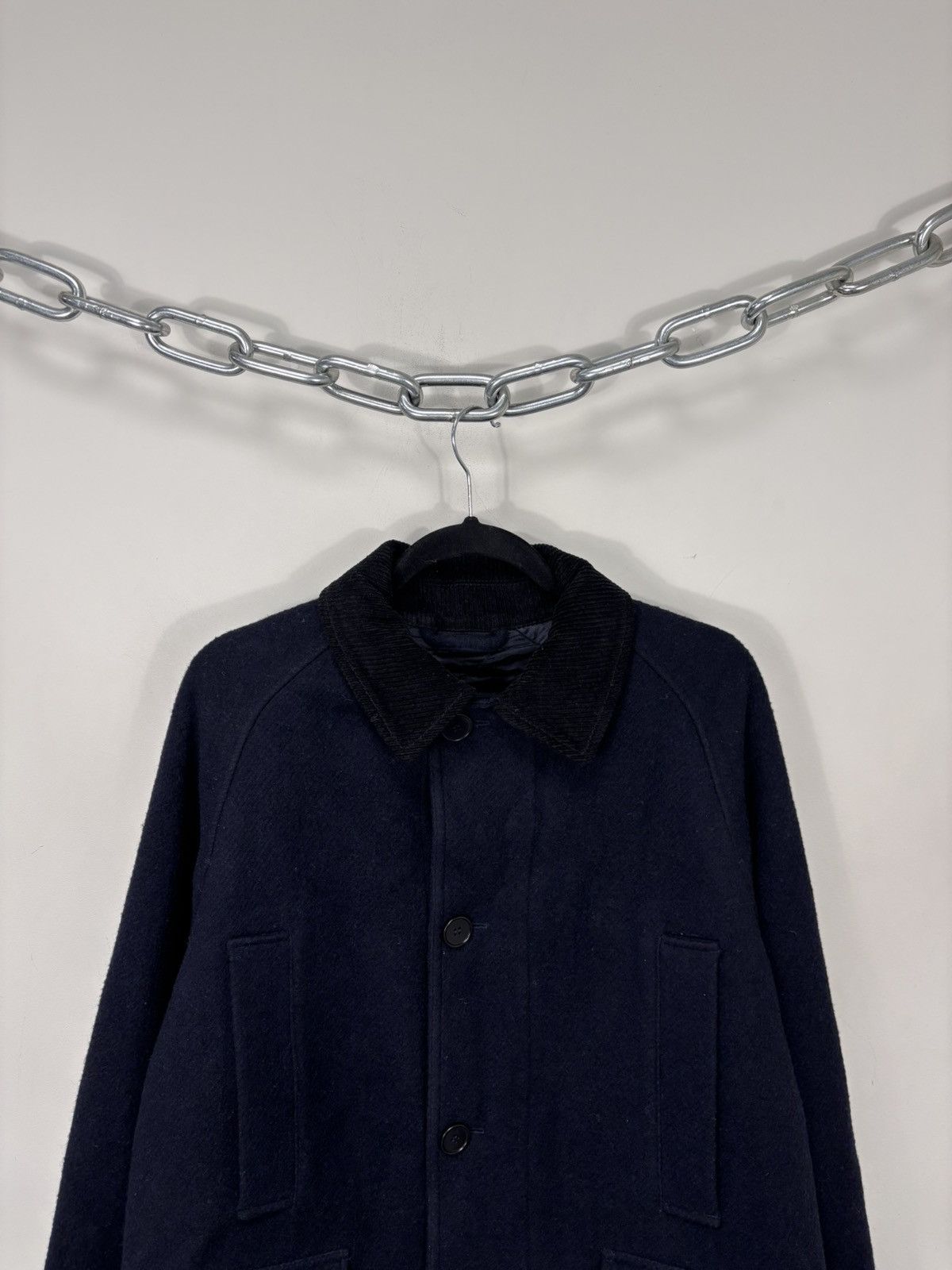 Arket Arket Men’s Navy Blue Wool Car Coat Corduroy Collar Size US S / EU 44-46 / 1 - 4 Thumbnail