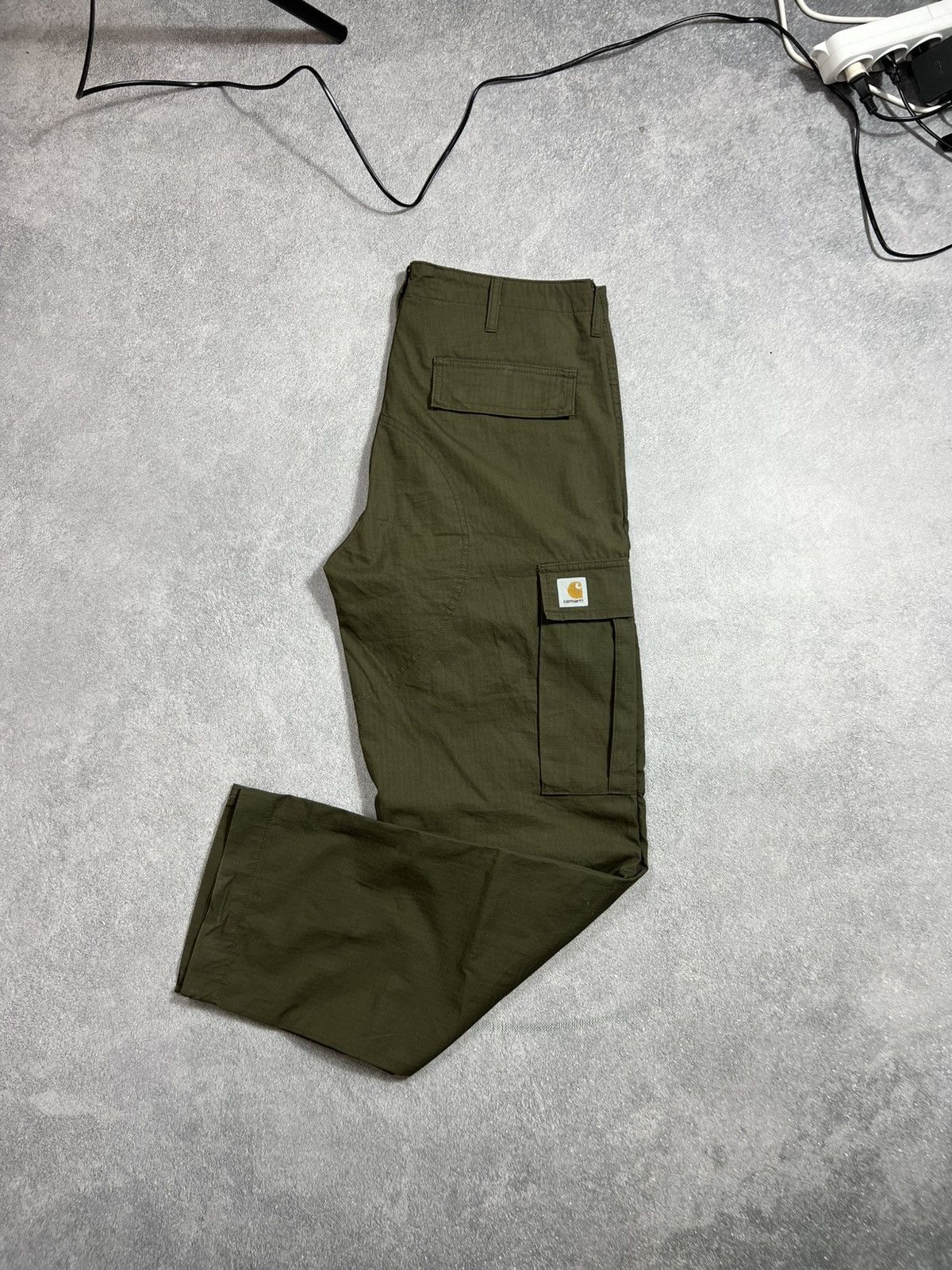 Carhartt Vintage Carhartt Cargo Green Pants Faded Thrashed HYPE Size US 34 / EU 50 - 1 Thumbnail
