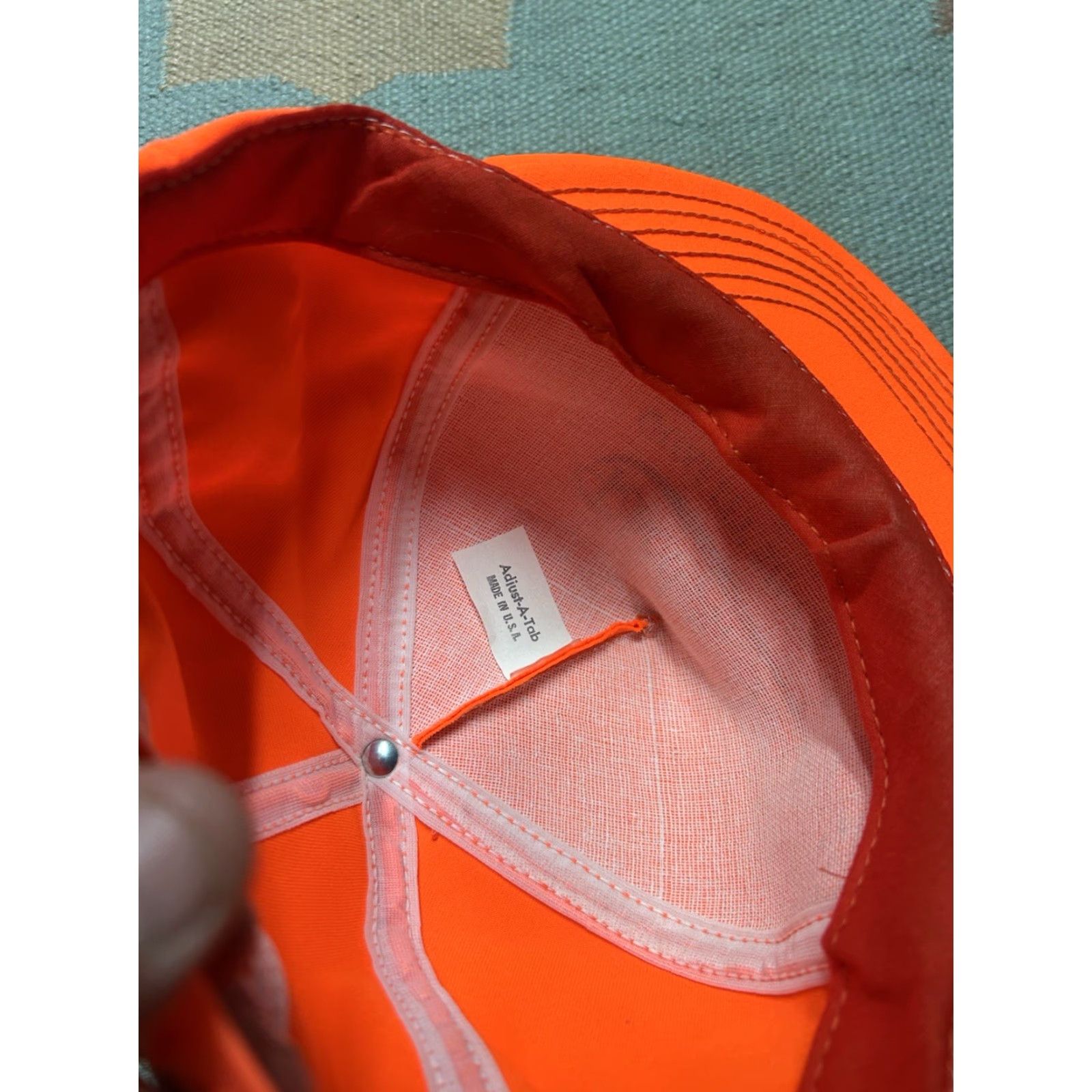 RHODE VINTAGE 80s 90s snapback hat cap Rhodes Inc blaze orange USA Adjustable Mens Hat Size 44L - 6 Thumbnail