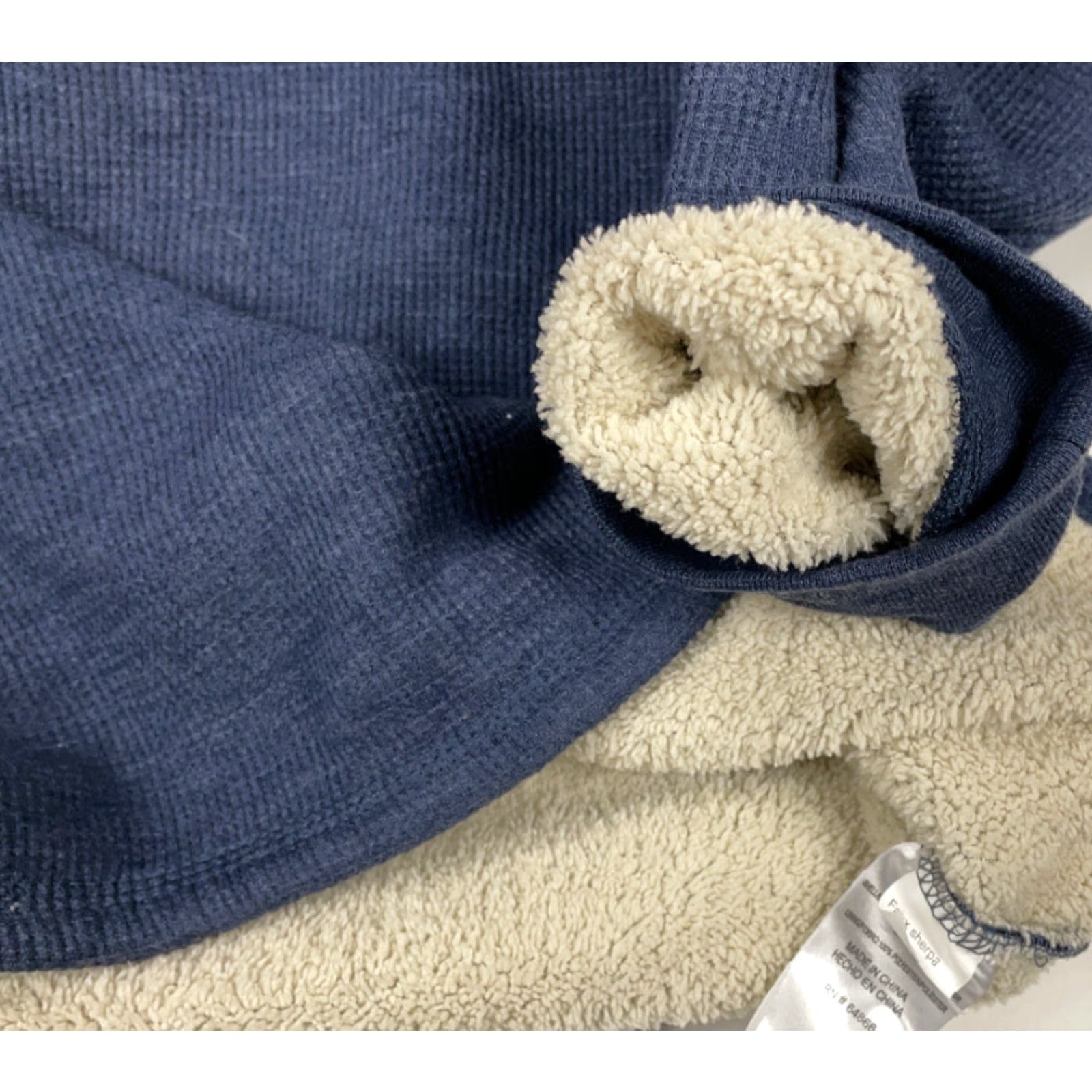 Lee Lee Heavyweight Sherpa-Lined Henley Sweater Adult XL Dark Blue Thermal Pullover Size US XL / EU 56 / 4 - 5 Thumbnail