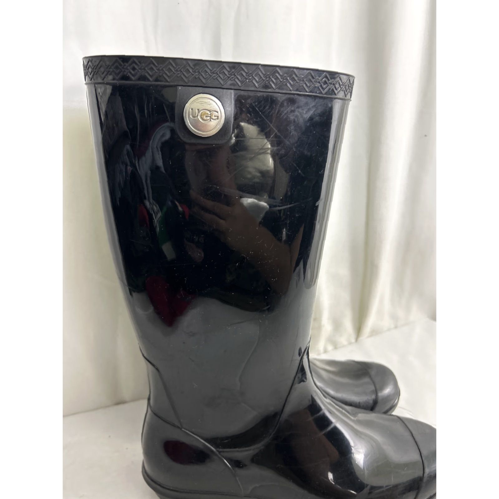 Ugg UGG Women Rain Boots Shaye Black Glossy Finish Waterproof 10 Size Rubber Size US 10 / IT 40 - 4 Thumbnail