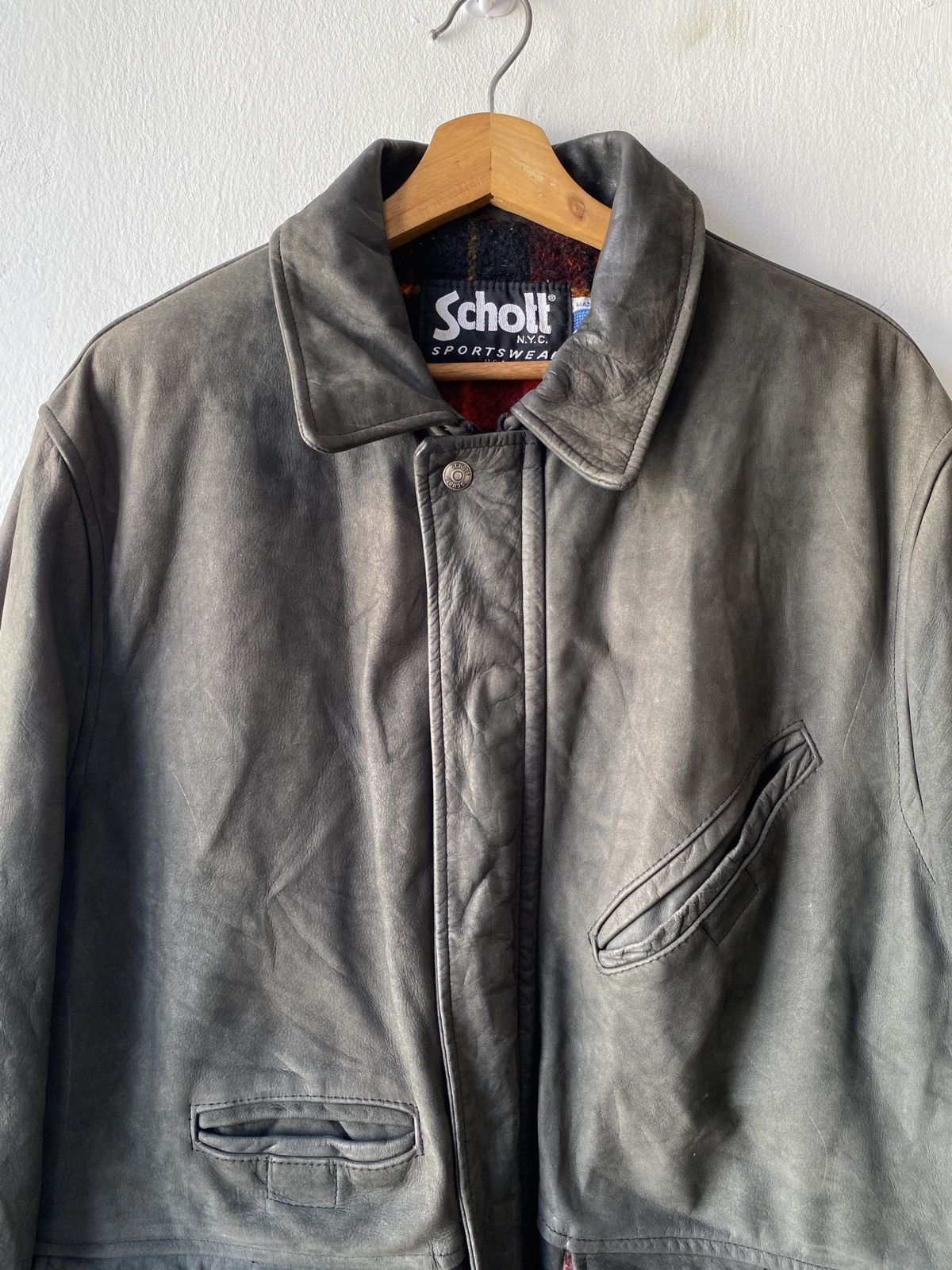 Schott × Vintage 1980s - Vintage Schott Nyc Sportswear Leather Jacket Size US L / EU 52-54 / 3 - 7 Thumbnail