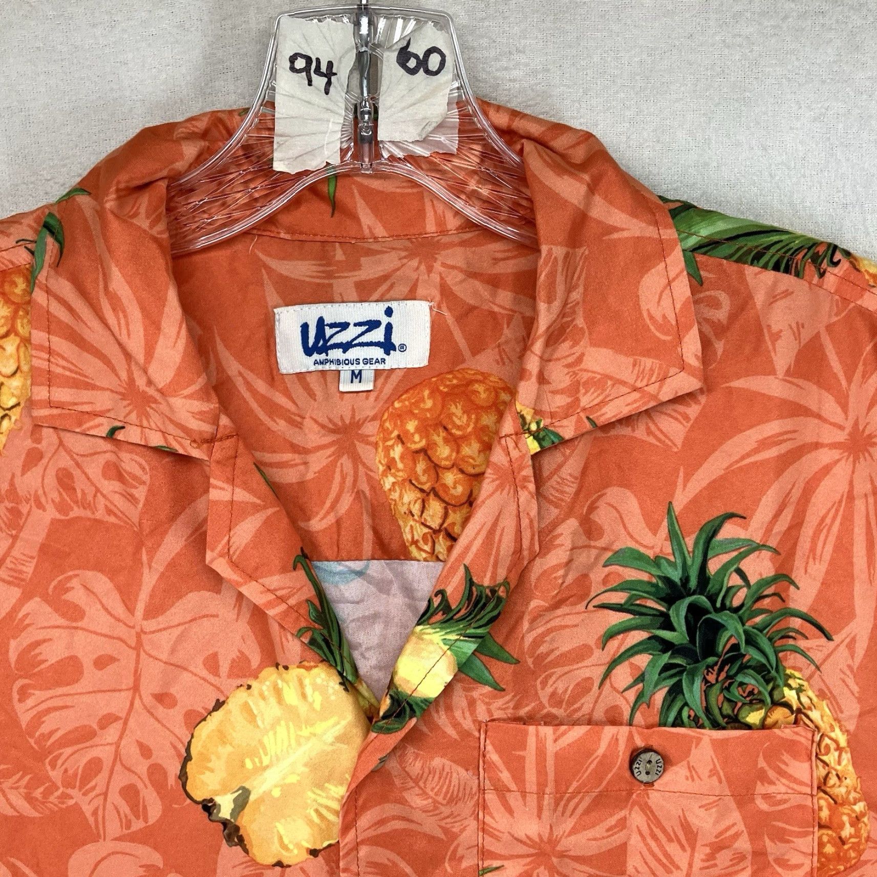 FUZZI VINTAGE Uzzi Mens Hawaiian Pineapple Shirt M Regular Button-Up Short Sleeve Floral Orange Beach Retro Tropical Island 46 in Mens Size US M / EU 48-50 / 2 - 4 Thumbnail