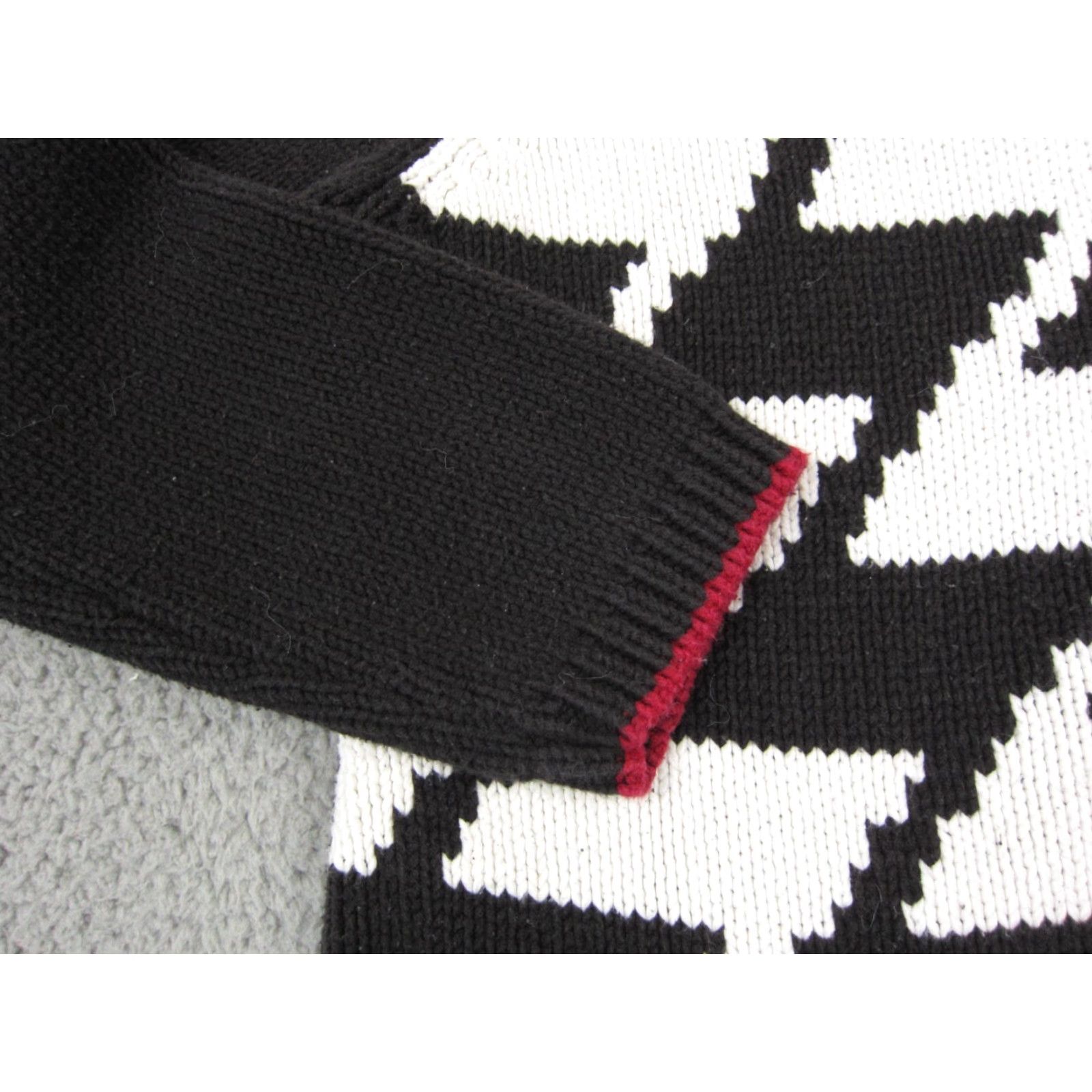 Vintage Emma James Sweater Womens XL Black White Houndstooth Zig Zag Geometric Knit Pullover Mock Neck Long Sleeve Casual 80s 90s Vintage: No Size XL / US 12-14 / IT 48-50 - 7 Thumbnail