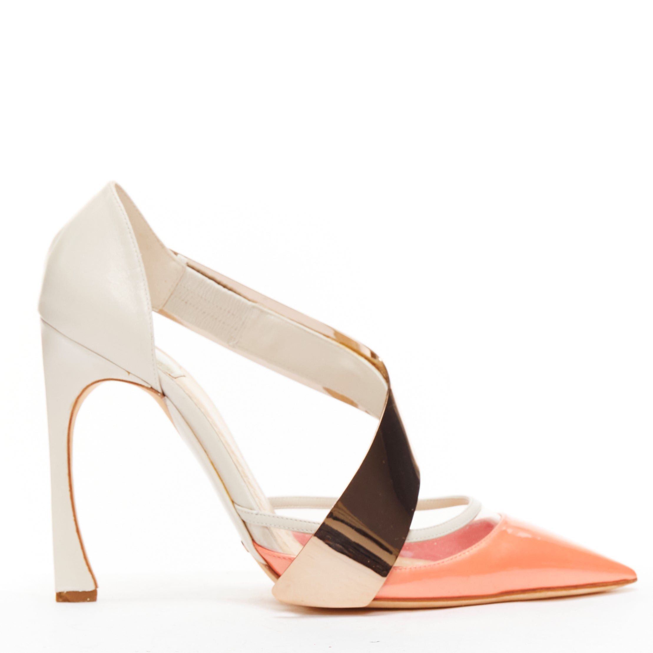 DIOR 26S POINTED-TOE HIGH HEELS 35MM IN RUST BROWN CALFSKIN GOLD HARDWARE