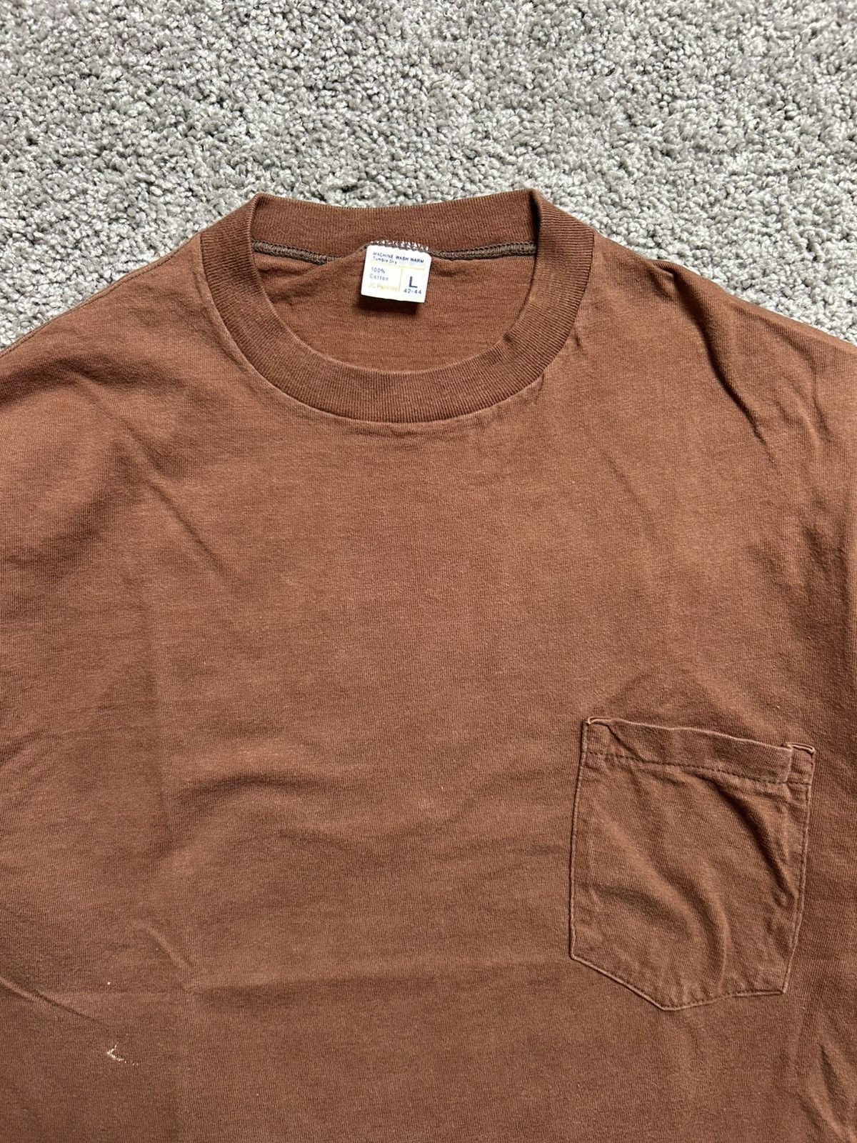 Vintage Vintage 70s JC Penney Blank Selvedge Pocket Tee Made in USA Size US L / EU 52-54 / 3 - 3 Thumbnail