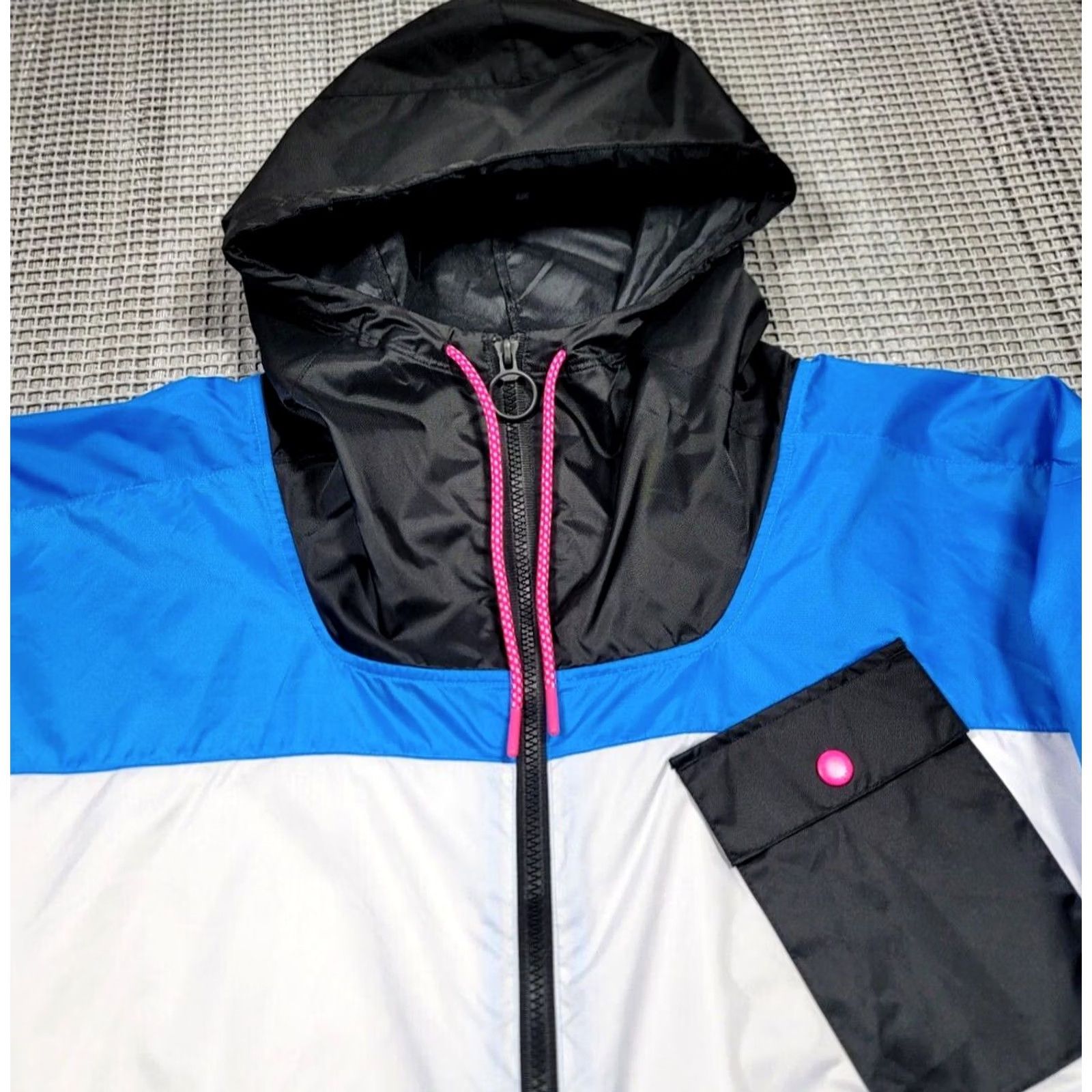 Reebok Reebok Womens Windbreaker Jacket Sz M Blue White Colorblock Jacket Size M / US 6-8 / IT 42-44 - 5 Thumbnail