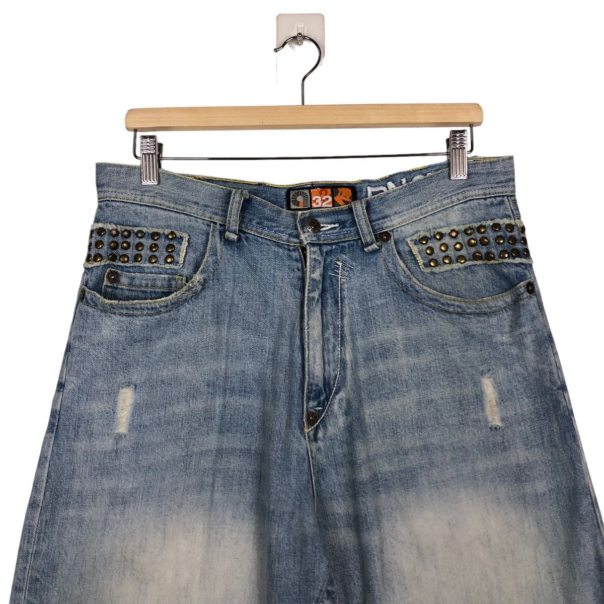 Hysteric Glamour 🔥Rare Punk Design Distressed Denim Jeans Japan Made Size US 32 / EU 48 - 3 Thumbnail