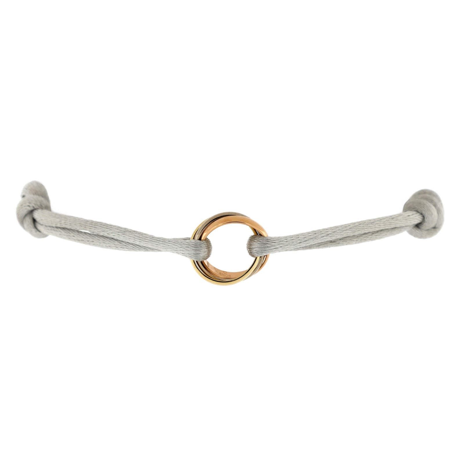 image of Cartier Trinity On Cord Bracelet Silk Cord With 18K Tricolor Gold, Women's
