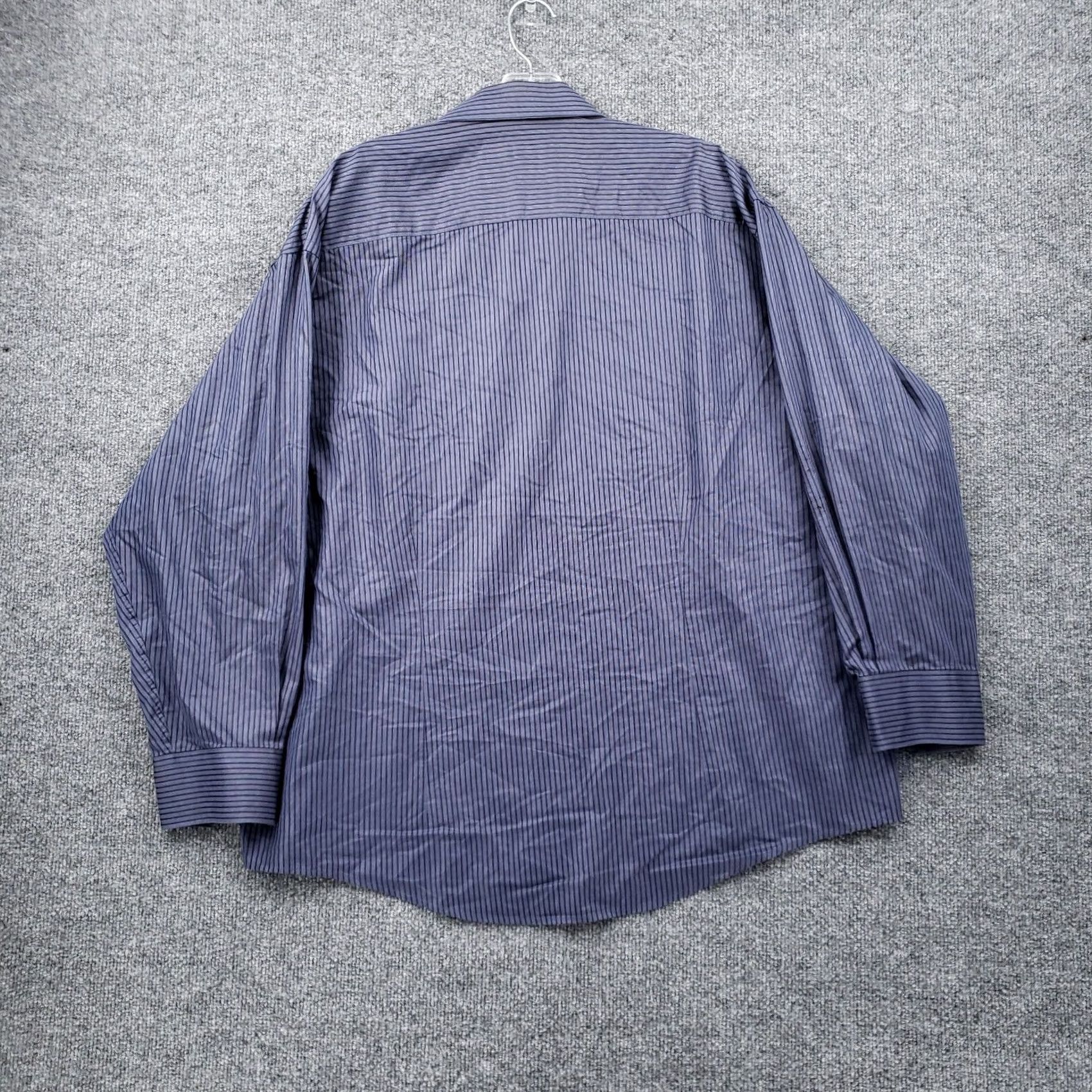 Kenneth Cole Kenneth Cole Dress Shirt 17 Blue Stripe Long Sleeve Button Up Collared Mens Size 46R - 2 Thumbnail
