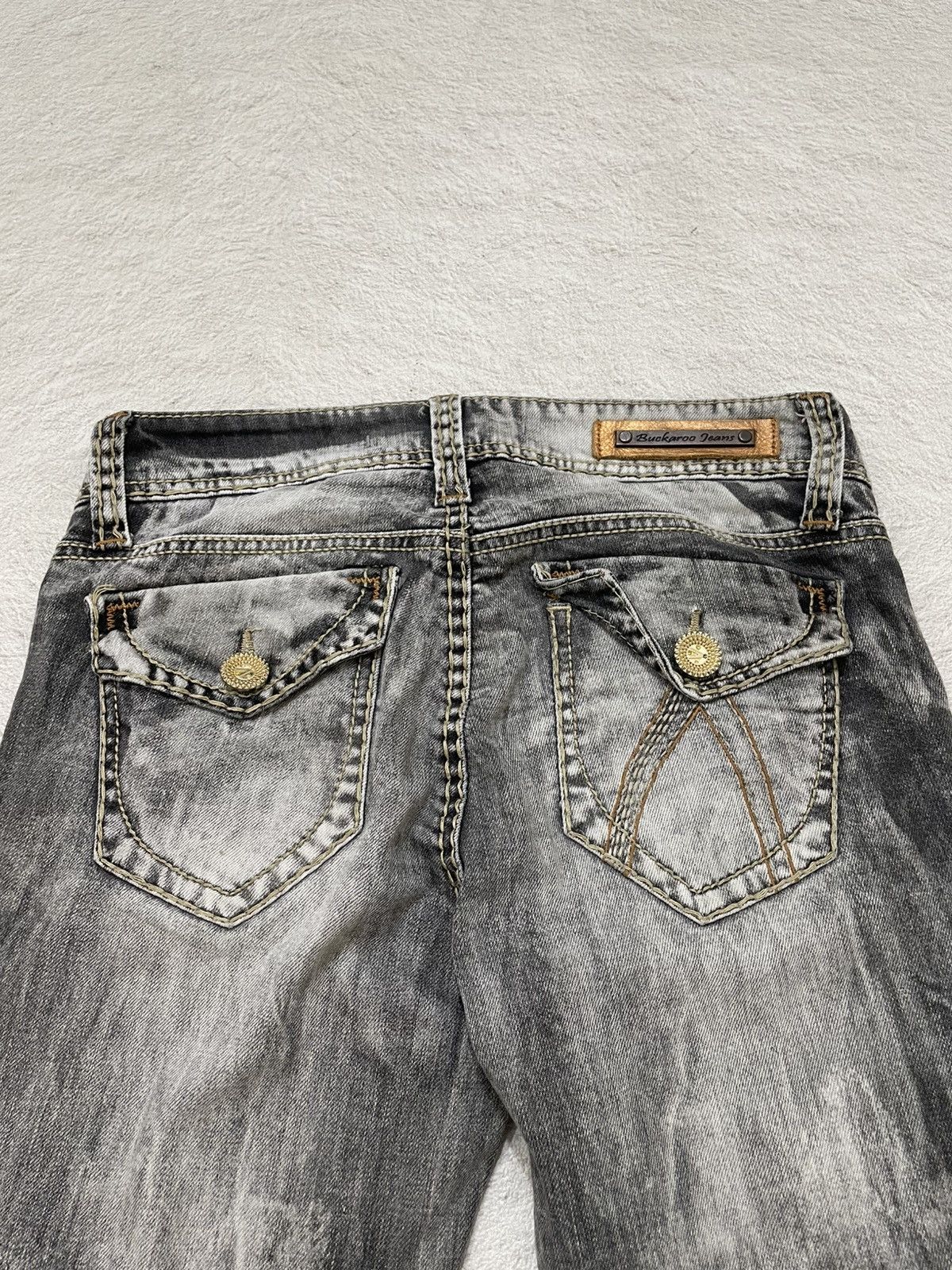 Japanese Brand 00s Buckaro Flare Denim Mudwash Grey Y2K Japan Size US 28 / EU 44 - 13 Thumbnail