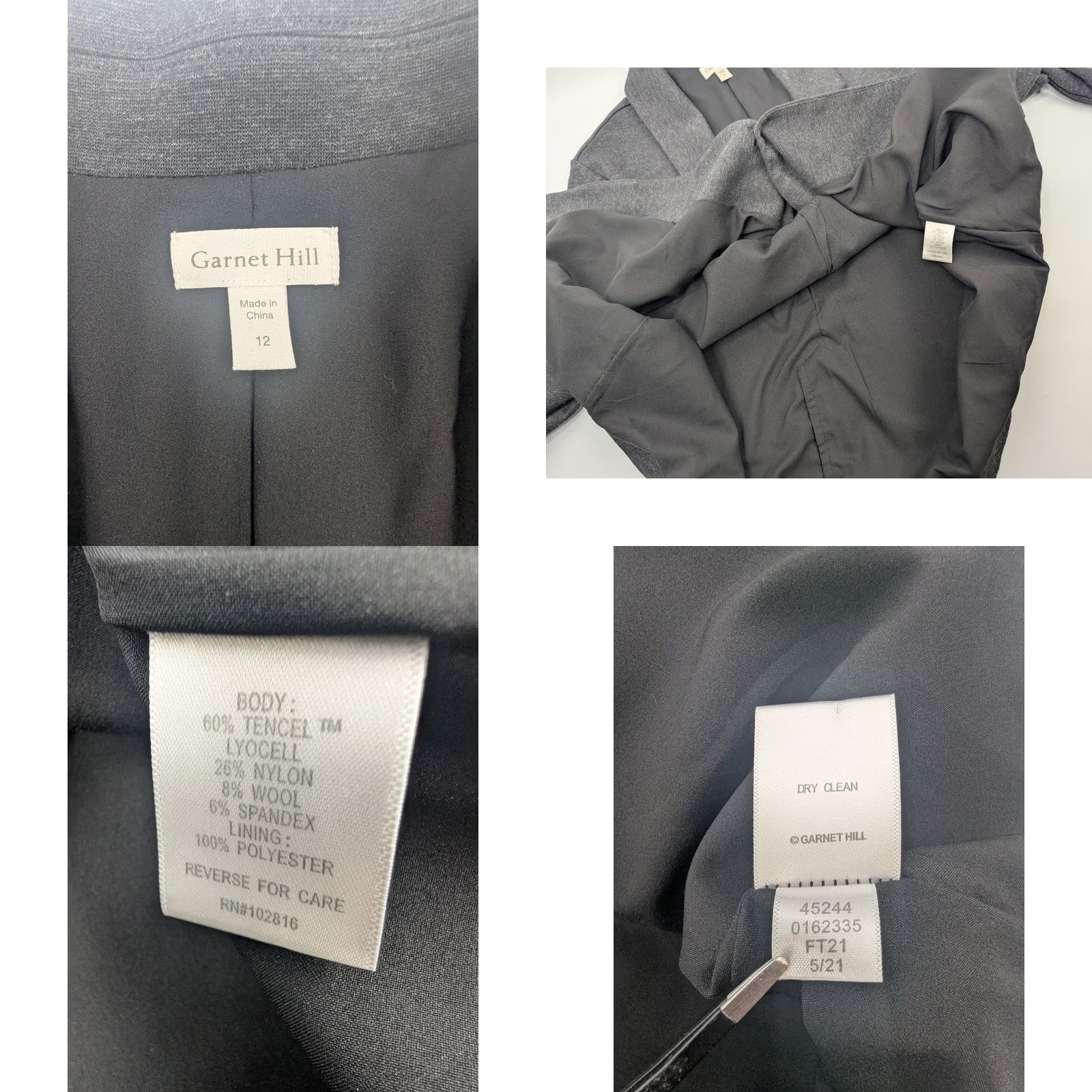 Vintage Garnet Hill Blazer Knit Gray 12 Relaxed Pockets Button Jacket Women's Easy Care/Lined Mid-Length Size XL / US 12-14 / IT 48-50 - 8 Thumbnail