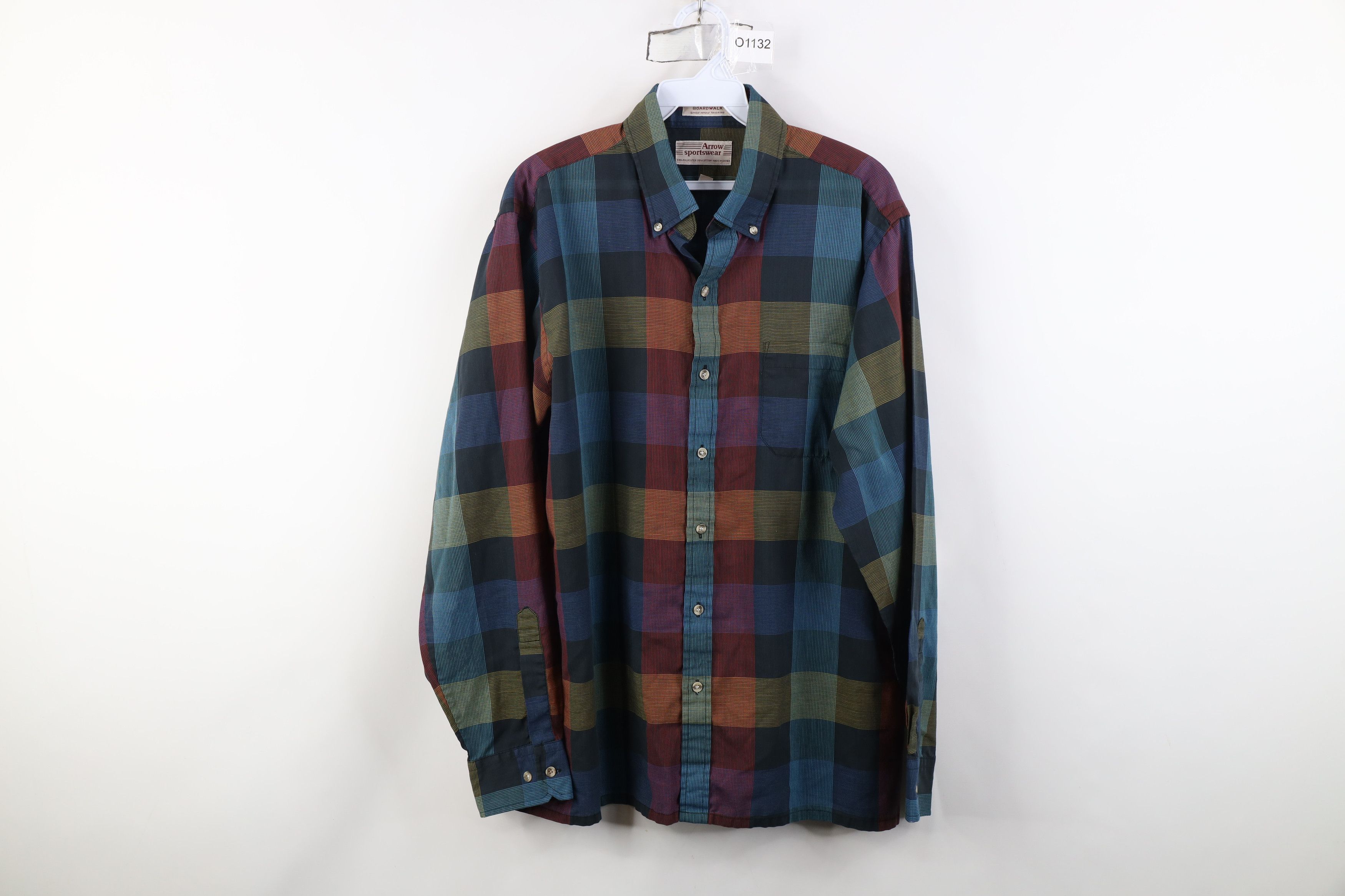 Vintage Vintage 90s Streetwear Rainbow Plaid Button Down Shirt Size US L / EU 52-54 / 3 - 1 Thumbnail