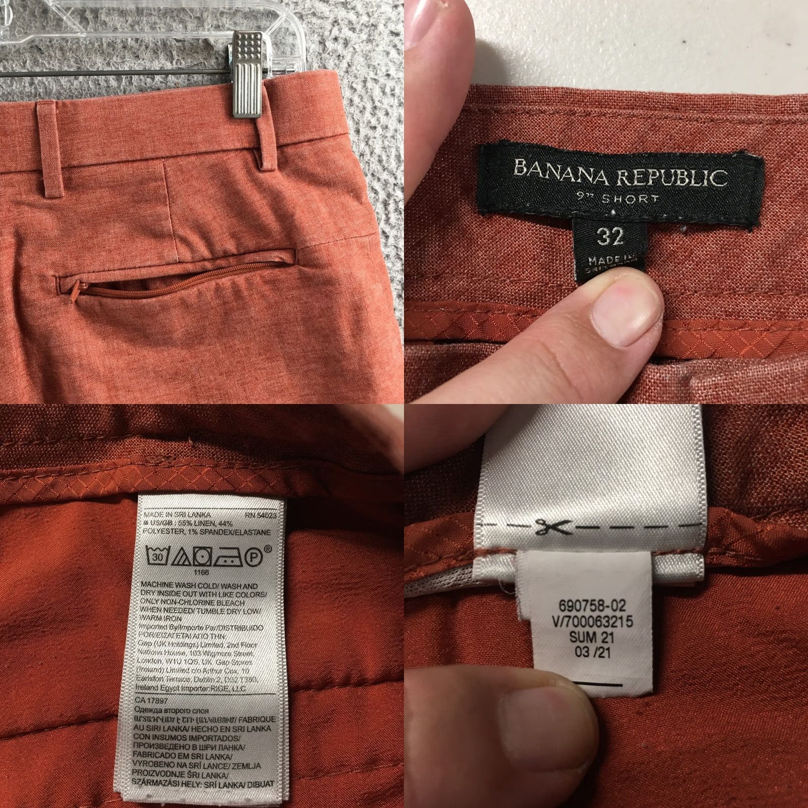 Banana Republic Banana Republic Mens Chino Shorts 32 Red Mid Rise Button Front Zip Fly Casual Size US 32 / EU 48 - 9 Thumbnail