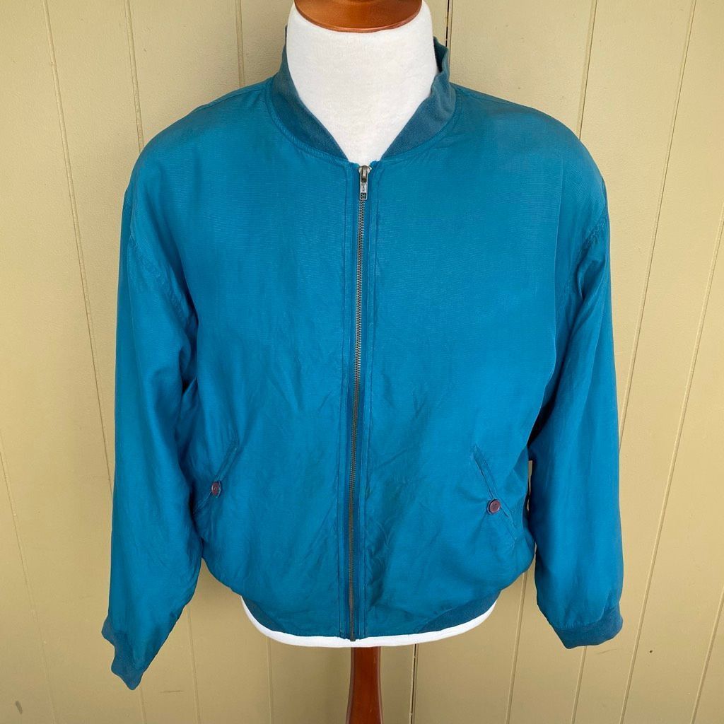 Other Visitor men L 100% Silk lightweight full zip vintage bomber Size US L / EU 52-54 / 3 - 1 Thumbnail