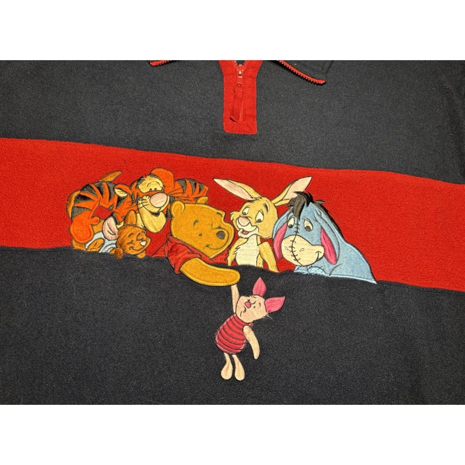 Disney VINTAGE Disney Winnie Pooh Friends Fleece Pullover 1/4 Zip Navy Blue Large Adult Unisex Sweater 90s Made USA Size L / US 10 / IT 46 - 2 Thumbnail
