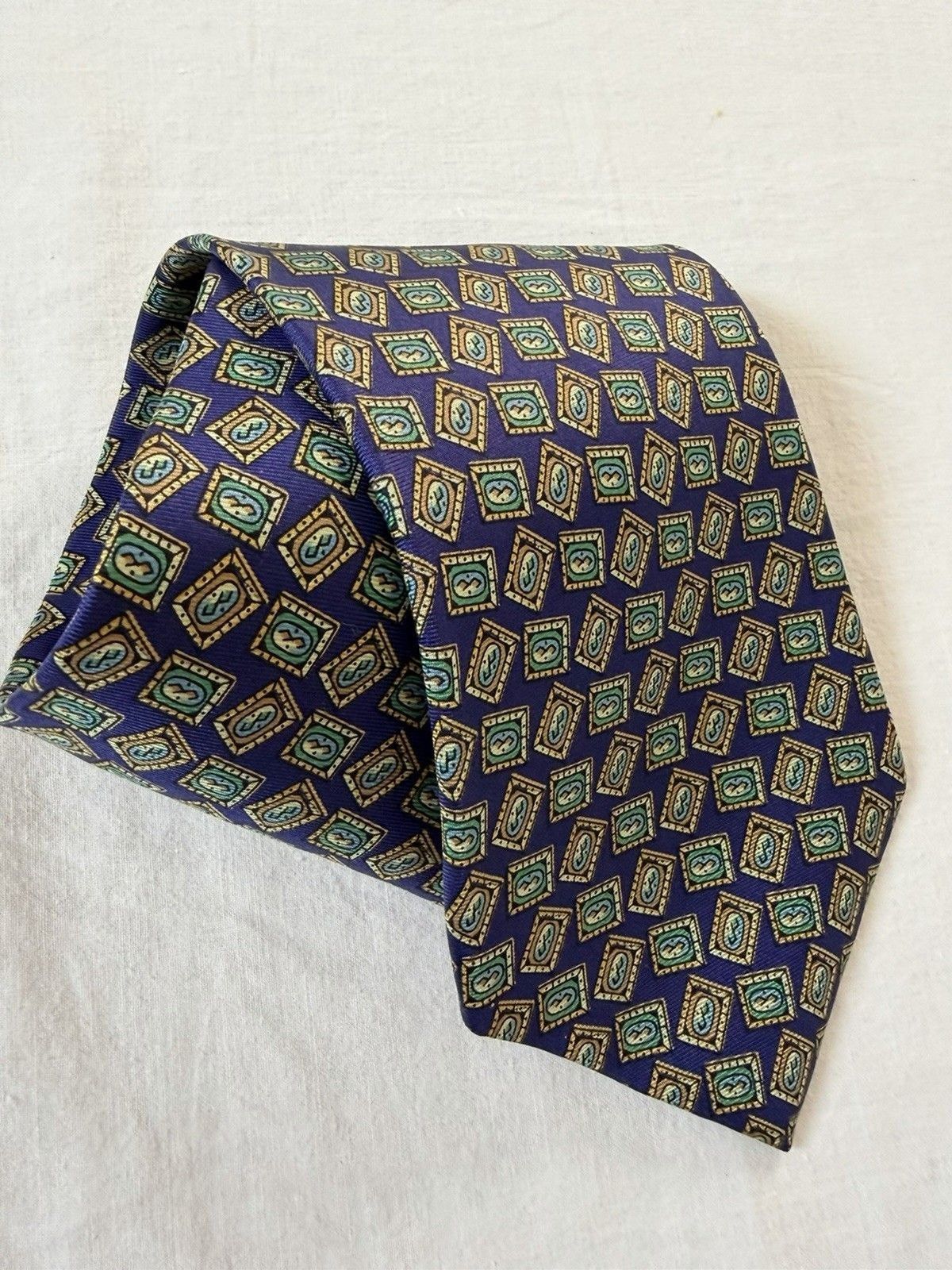 Christian Dior Monsieur Vtg Christian Dior Monsieur Silk Tie Purple Geometric 55" Size ONE SIZE - 5 Thumbnail