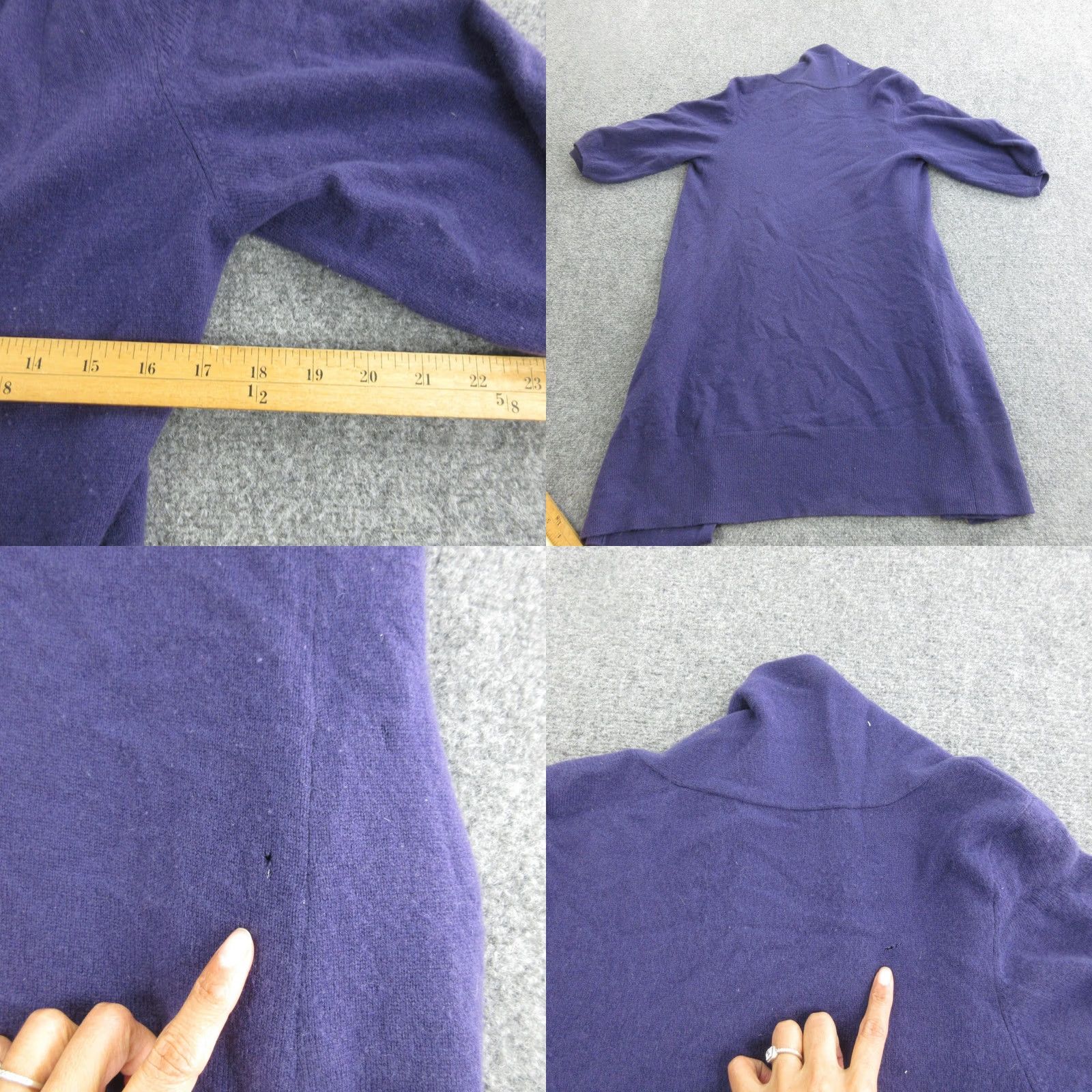 Vince Vince Cardigan Sweater Womens Small Purple 100% Cashmere Open Front Pockets Knit V-Neck Wool/Solid Accessories Included Size S / US 4 / IT 40 - 9 Thumbnail