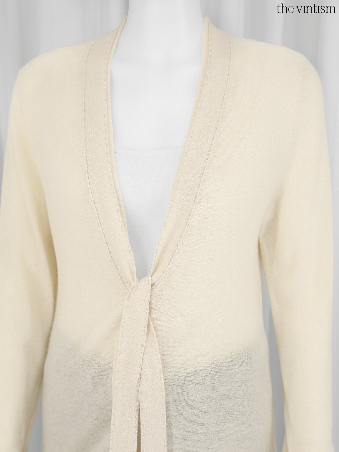 Escada Escada Ecru Ivory Pure Cashmere Knit Cardigan Sweater Size S / US 4 / IT 40 - 5 Thumbnail