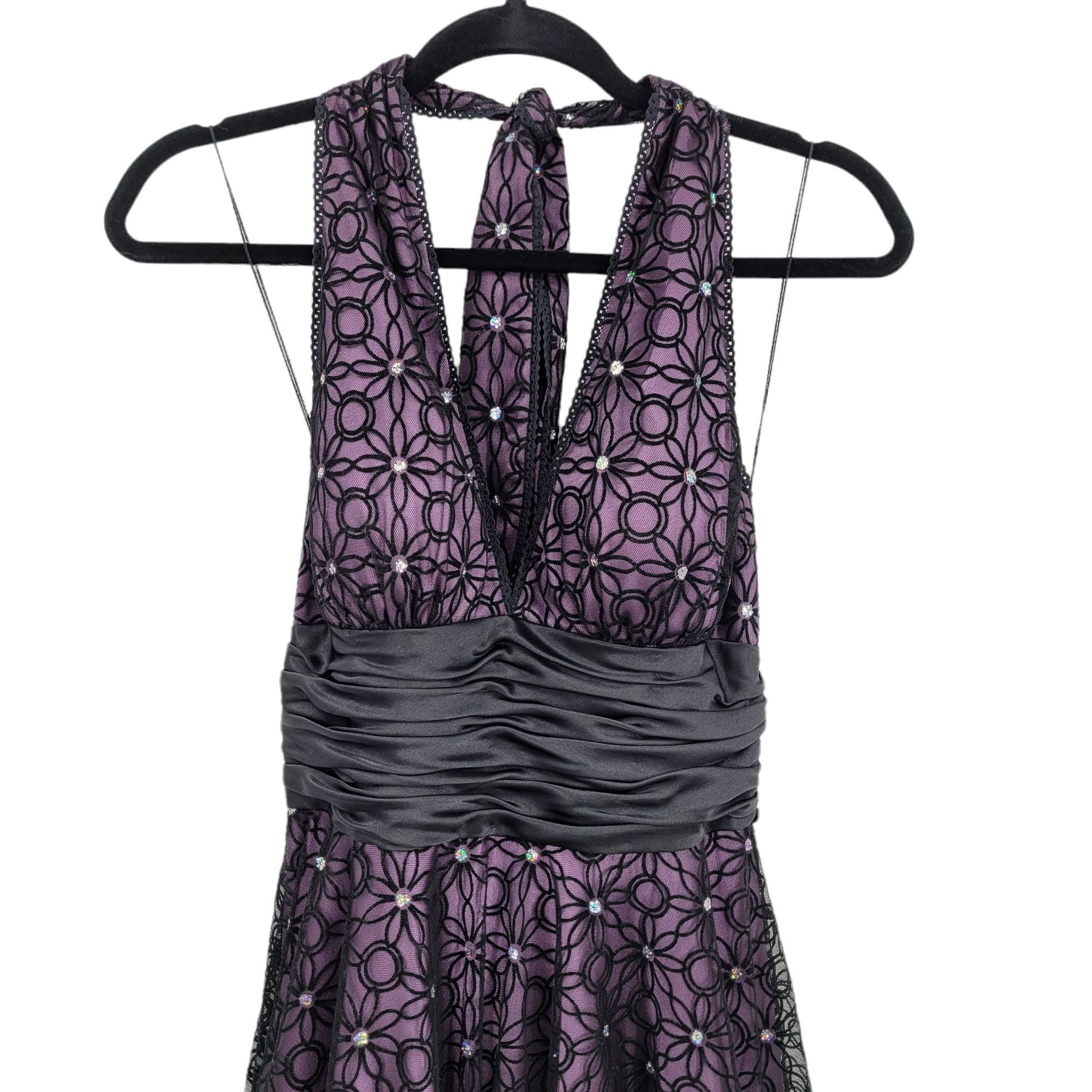 Adrianna Papell 90's Cocktail Dress Sz 6 Fairy Grunge Spiderweb Halter Purpl Size M / US 6-8 / IT 42-44 - 7 Thumbnail