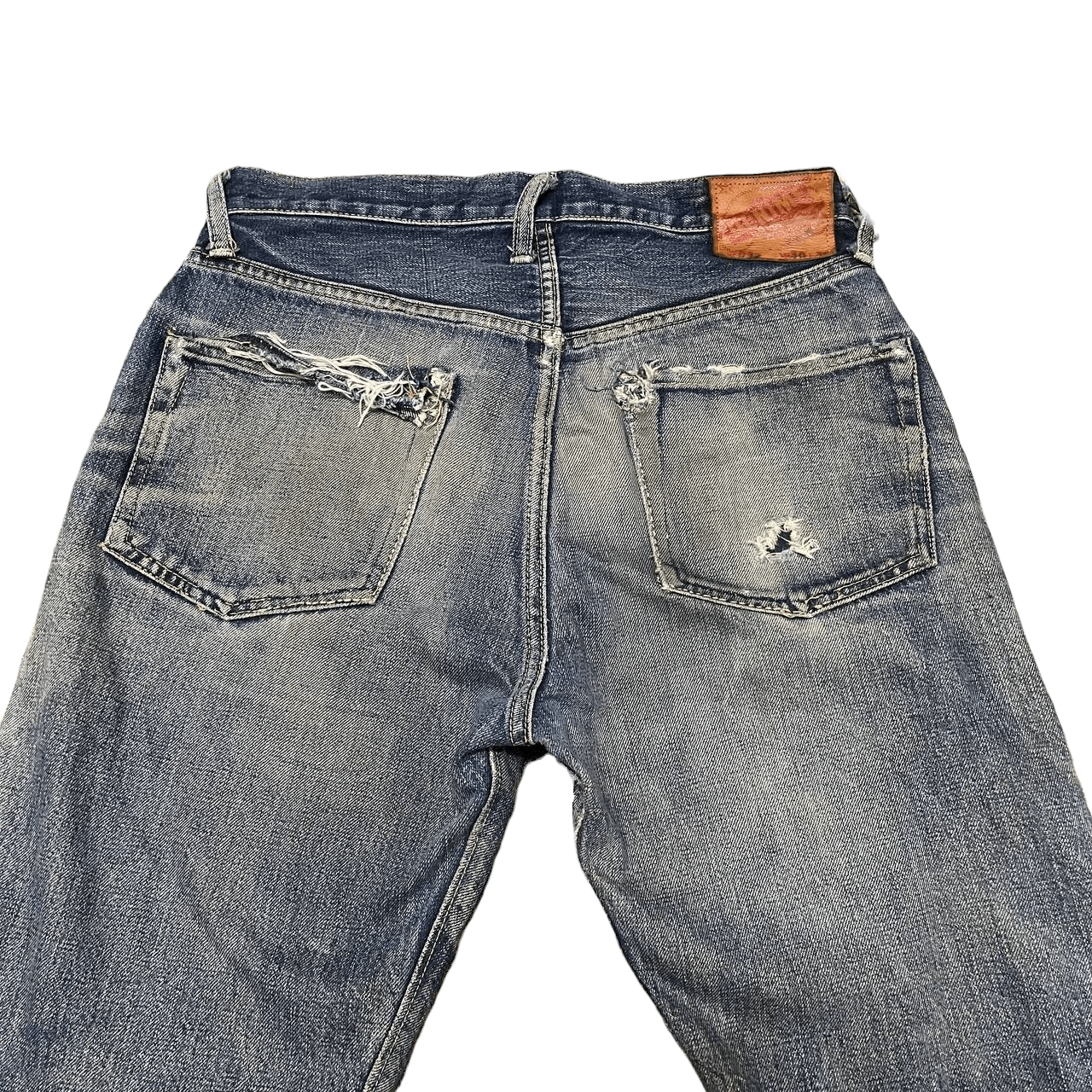 Denime Vintage Denime Japan Thrashed Denim Selvedge Leather Patch Size US 30 / EU 46 - 16 Thumbnail