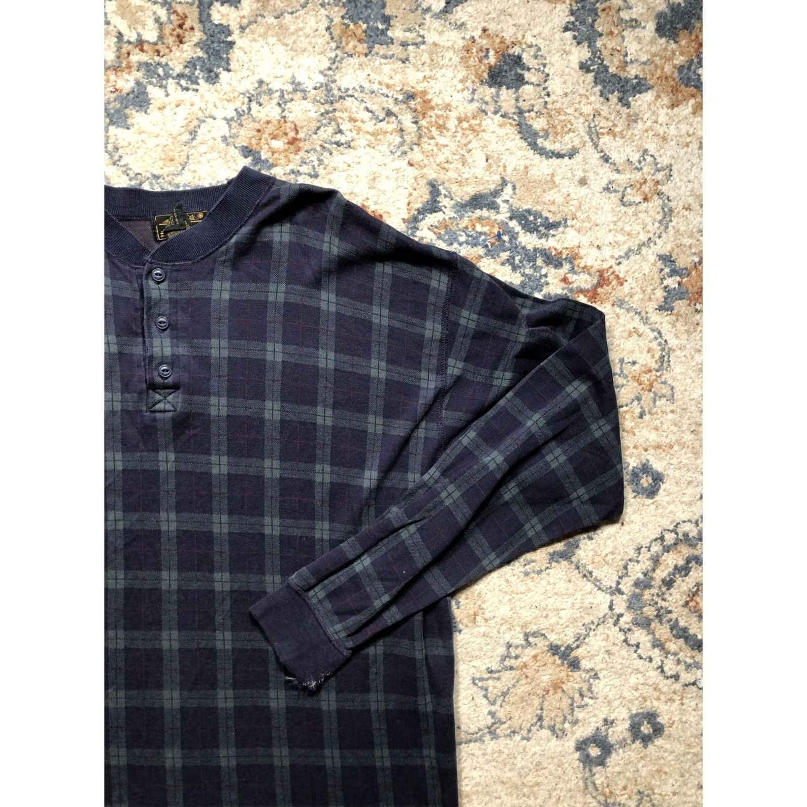 Eddie Bauer Vintage Eddie Bauer Henley Shirt Mens Large Blue Plaid Long Sleeve Made USA 90s Size US L / EU 52-54 / 3 - 4 Thumbnail