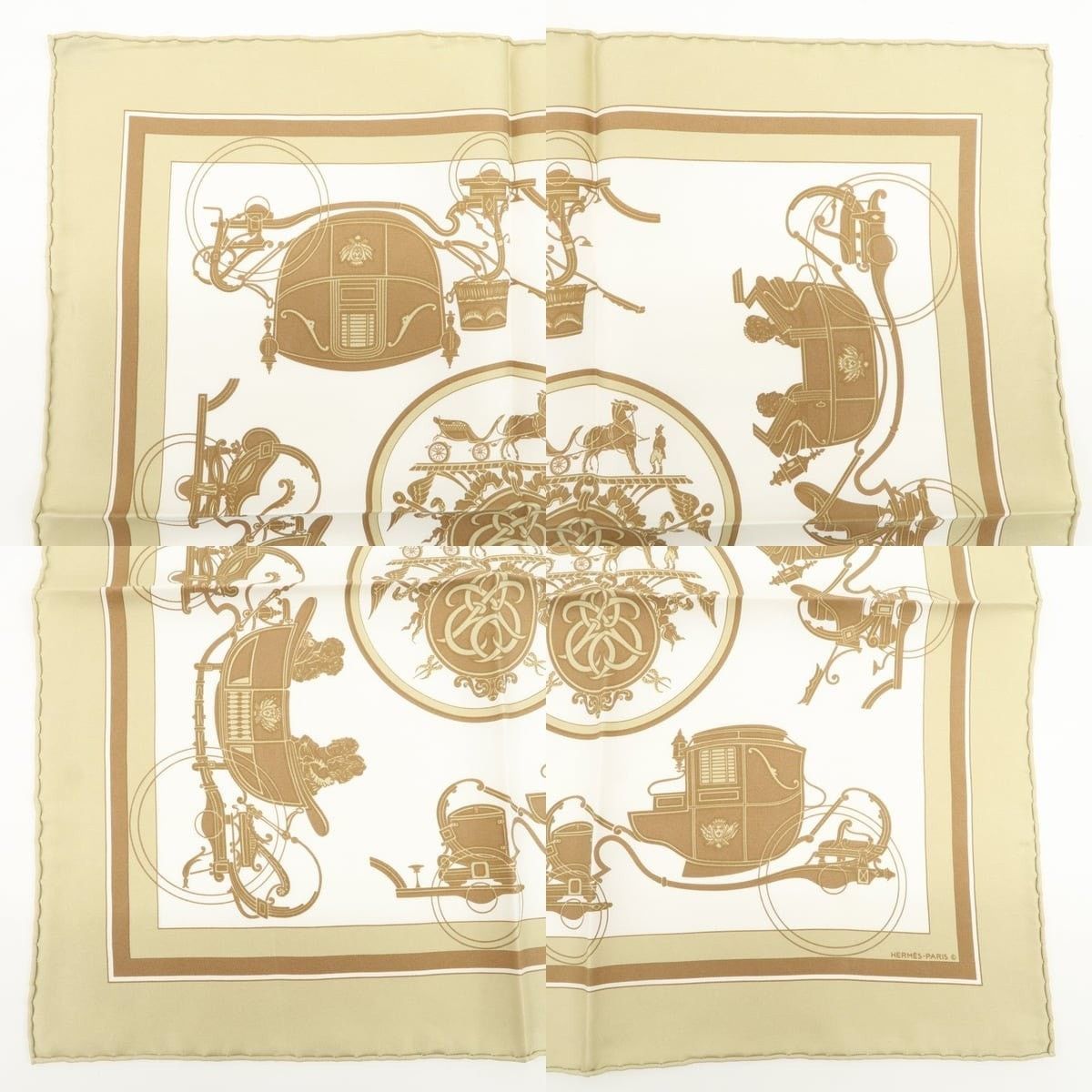 Hermes Hermes Carre 40 Ex-Libris Silk Scarf Beige Size ONE SIZE - 3 Thumbnail
