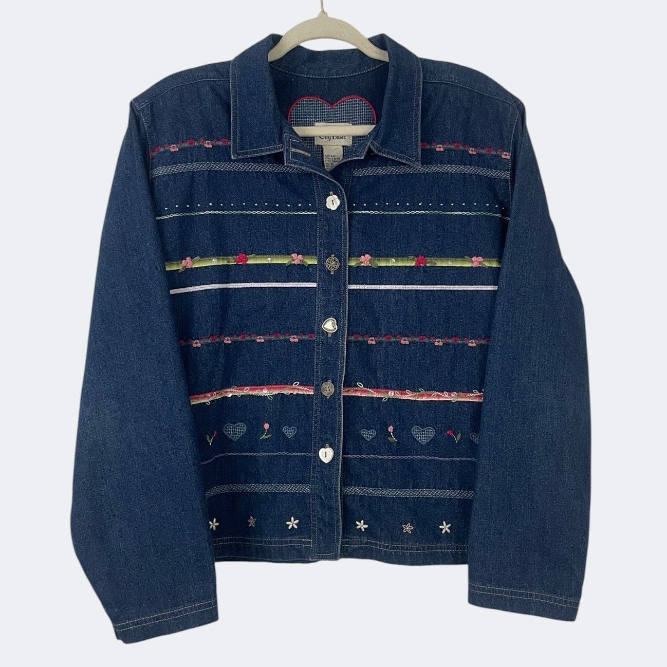 Vintage Koret City Blues Vtg Embroidered Denim Button Down Jacket Size XL / US 12-14 / IT 48-50 - 1 Thumbnail