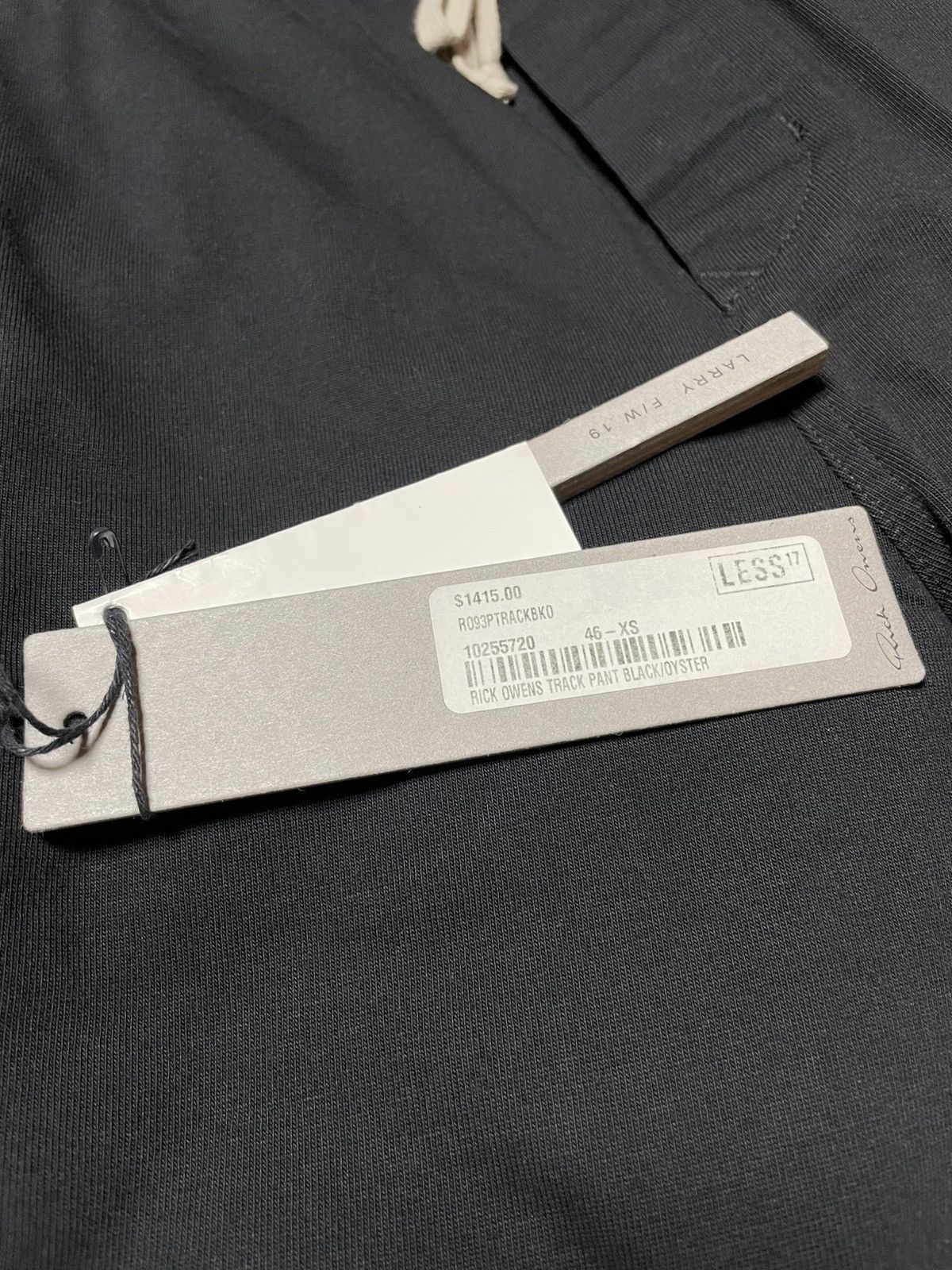 Rick Owens FW19 Oyster Black Side Stripe Track Pants 46
