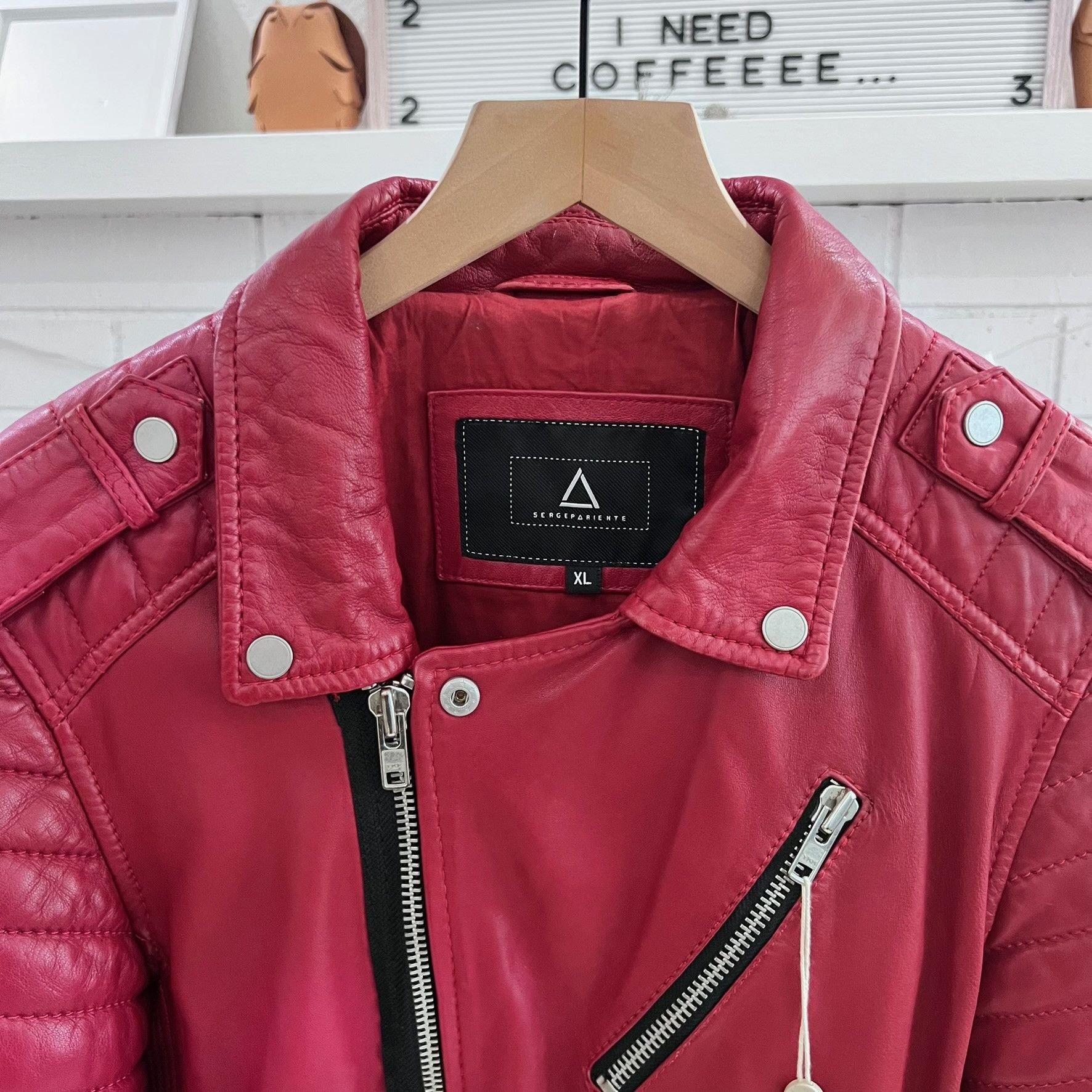 Other Serge Pariente Hipster NF Sheepskin Leather Biker Jacket Size US XL / EU 56 / 4 - 2 Thumbnail