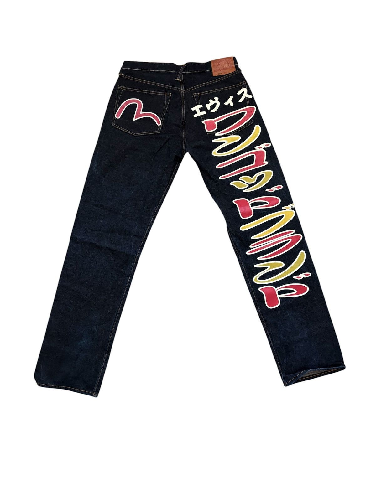 Evisu Japanese Kanji Big Logo Graphic Denim Jeans Size 34