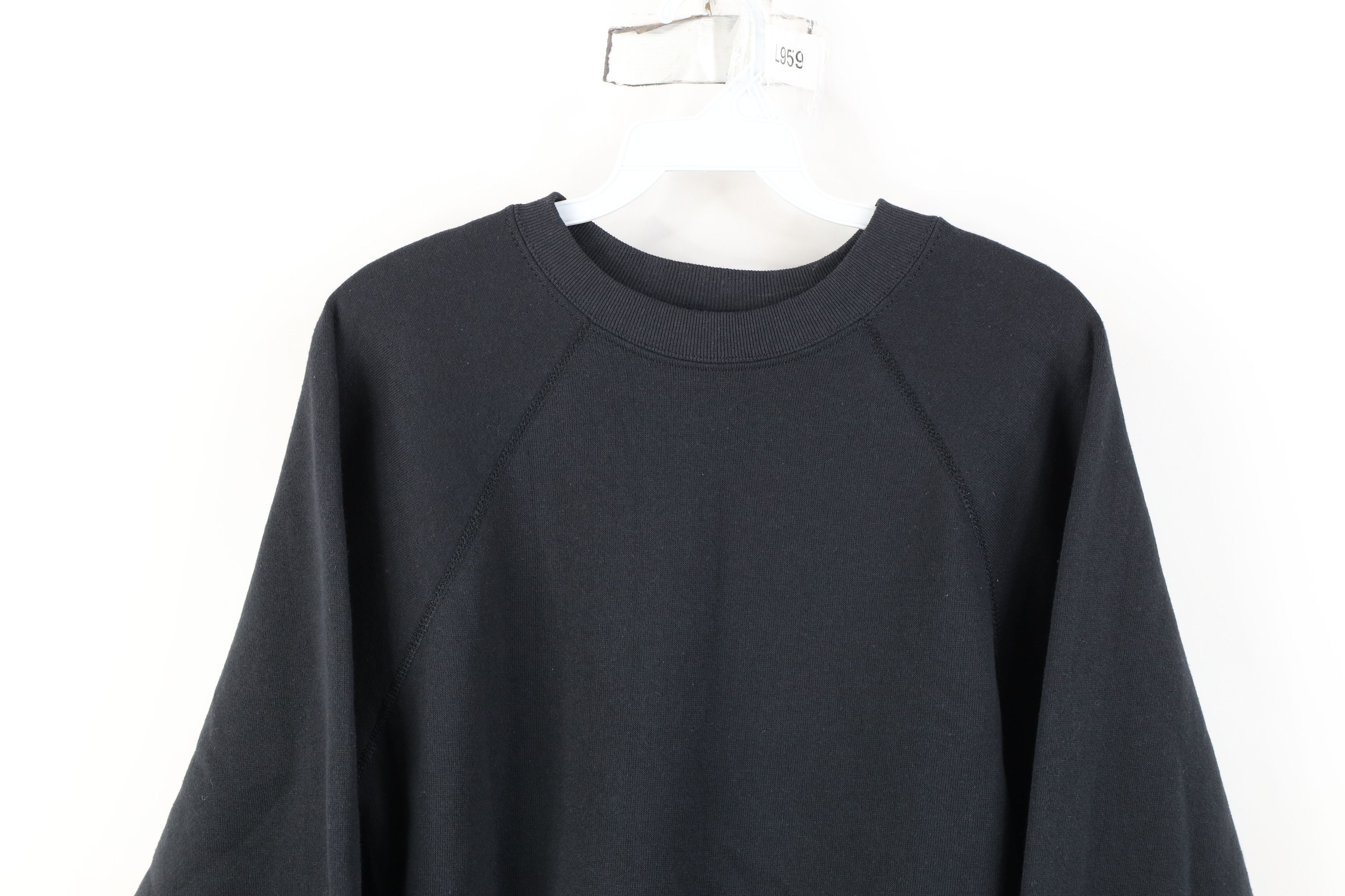 Vintage Vintage 90s Streetwear Blank Crewneck Sweatshirt Black USA Size US M / EU 48-50 / 2 - 2 Thumbnail