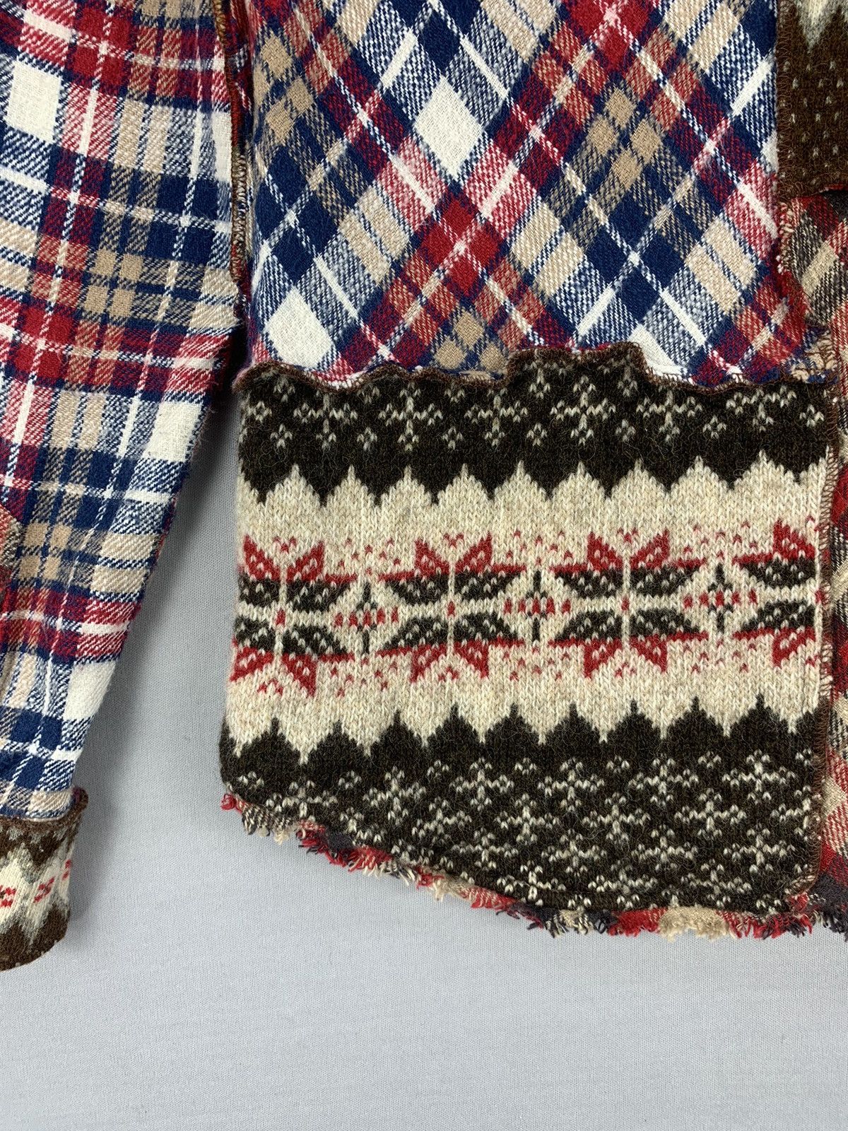 Japanese Brand Rare Navajo Patchwork Knitted Flannel Size XXS / US 00 / IT 34 - 17 Thumbnail