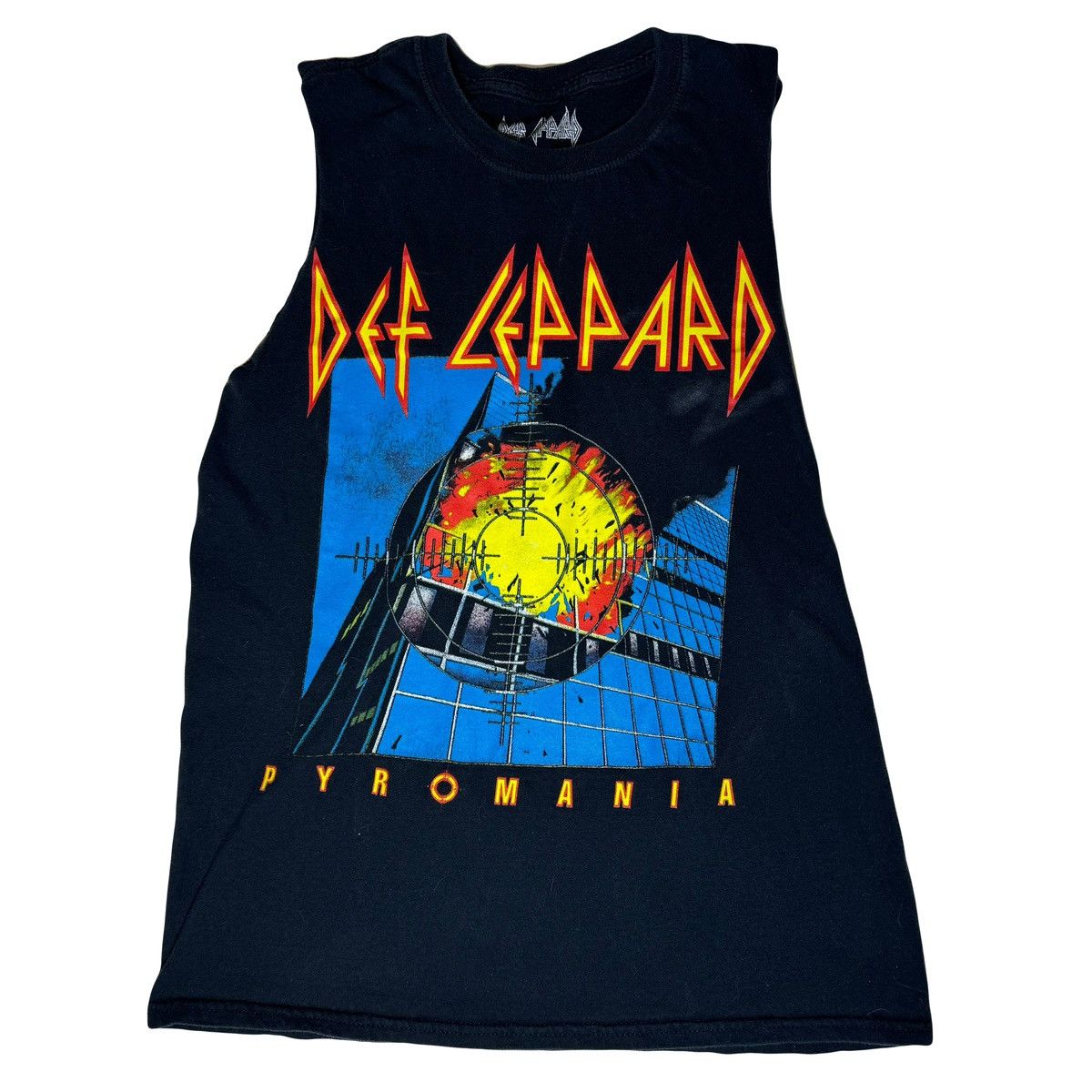 Band Tees × Def Leppard Def Leppard Pyromania Cut-Off Double-Sided Rock Tour T-Shirt Size US S / EU 44-46 / 1 - 1 Thumbnail