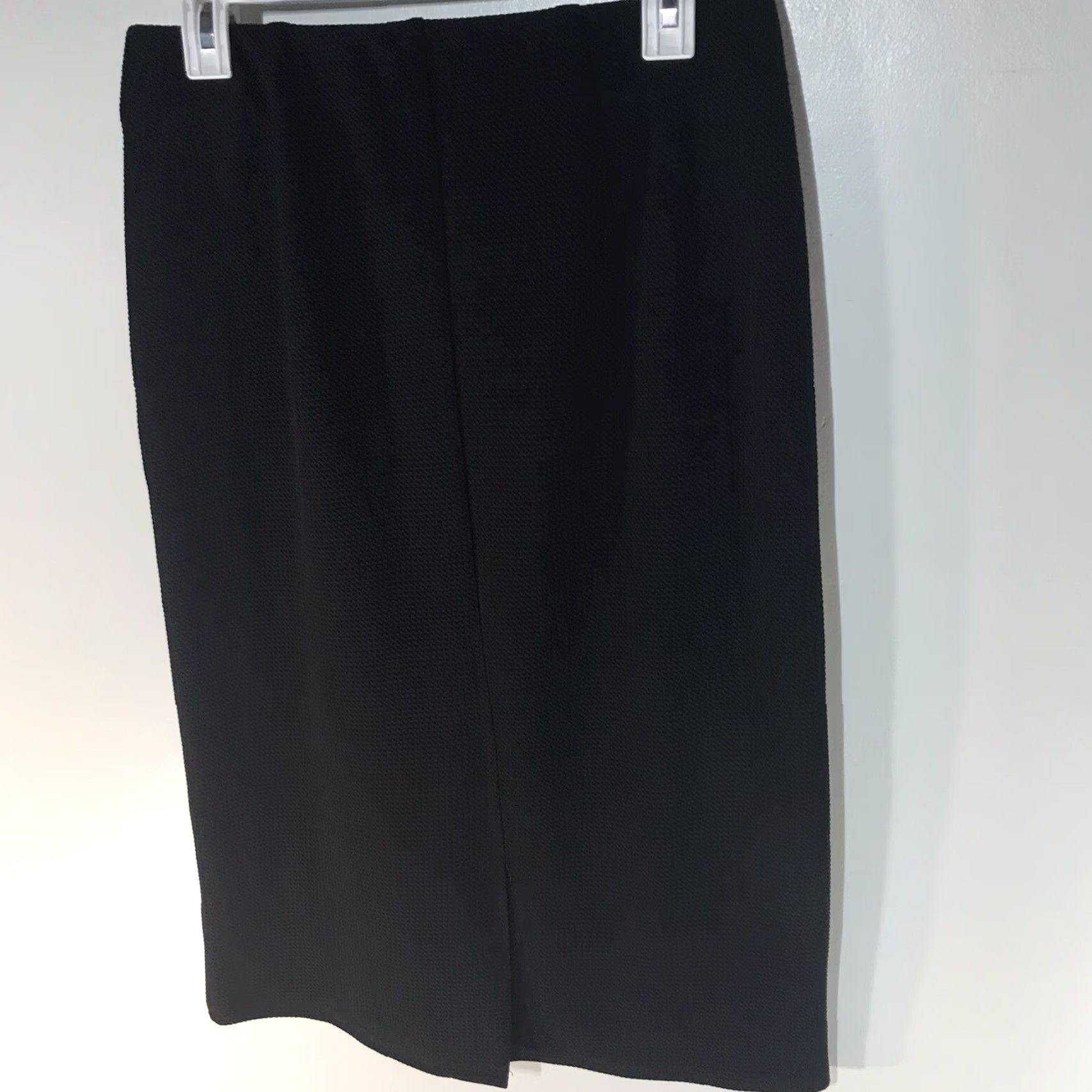 Vintage Tacera Black Textured Pull On Midi Skirt Women Size M Size 32" / US 10 / IT 46 - 4 Thumbnail